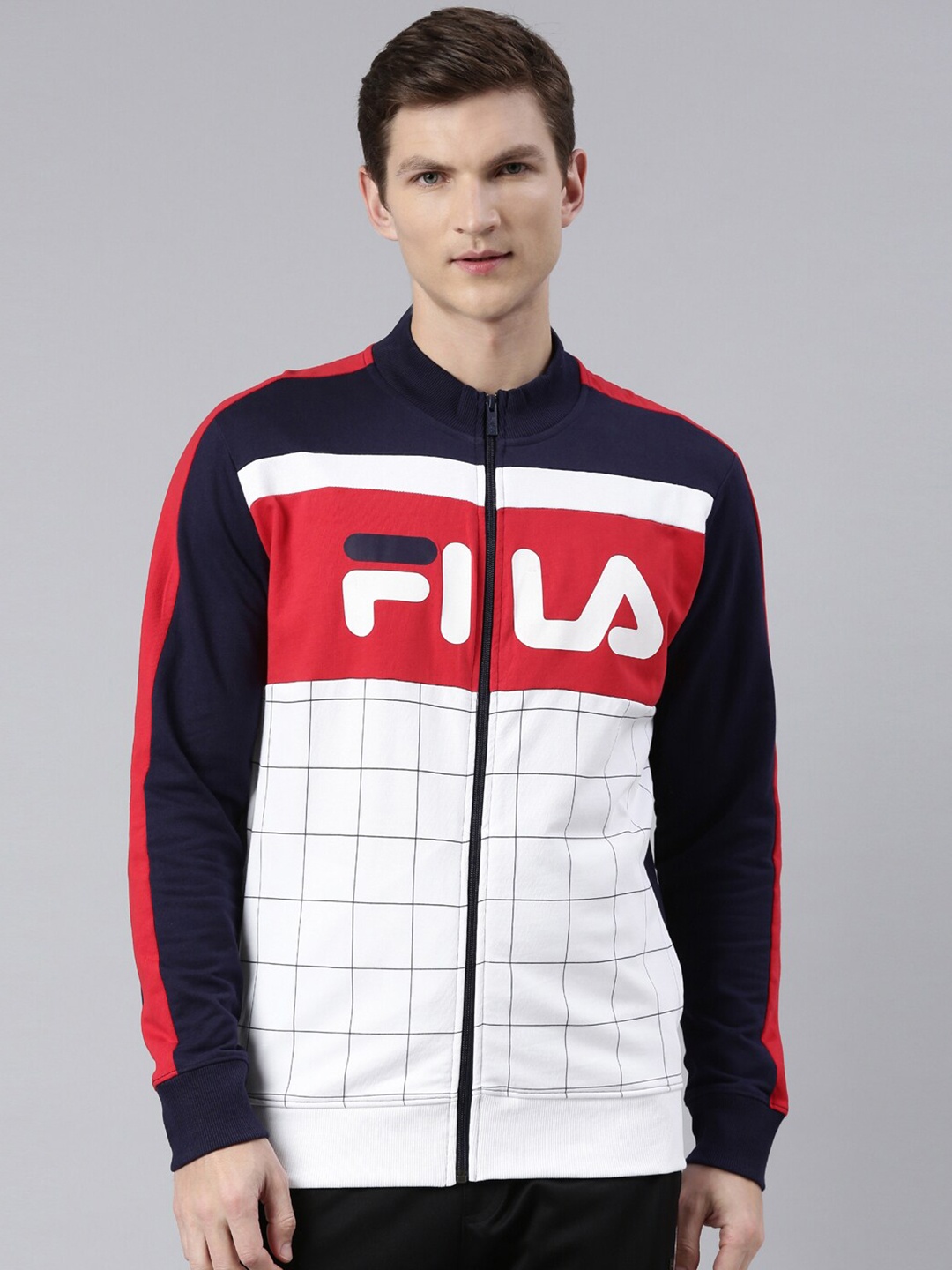 

FILA Men Blue Checked Sweatshirt