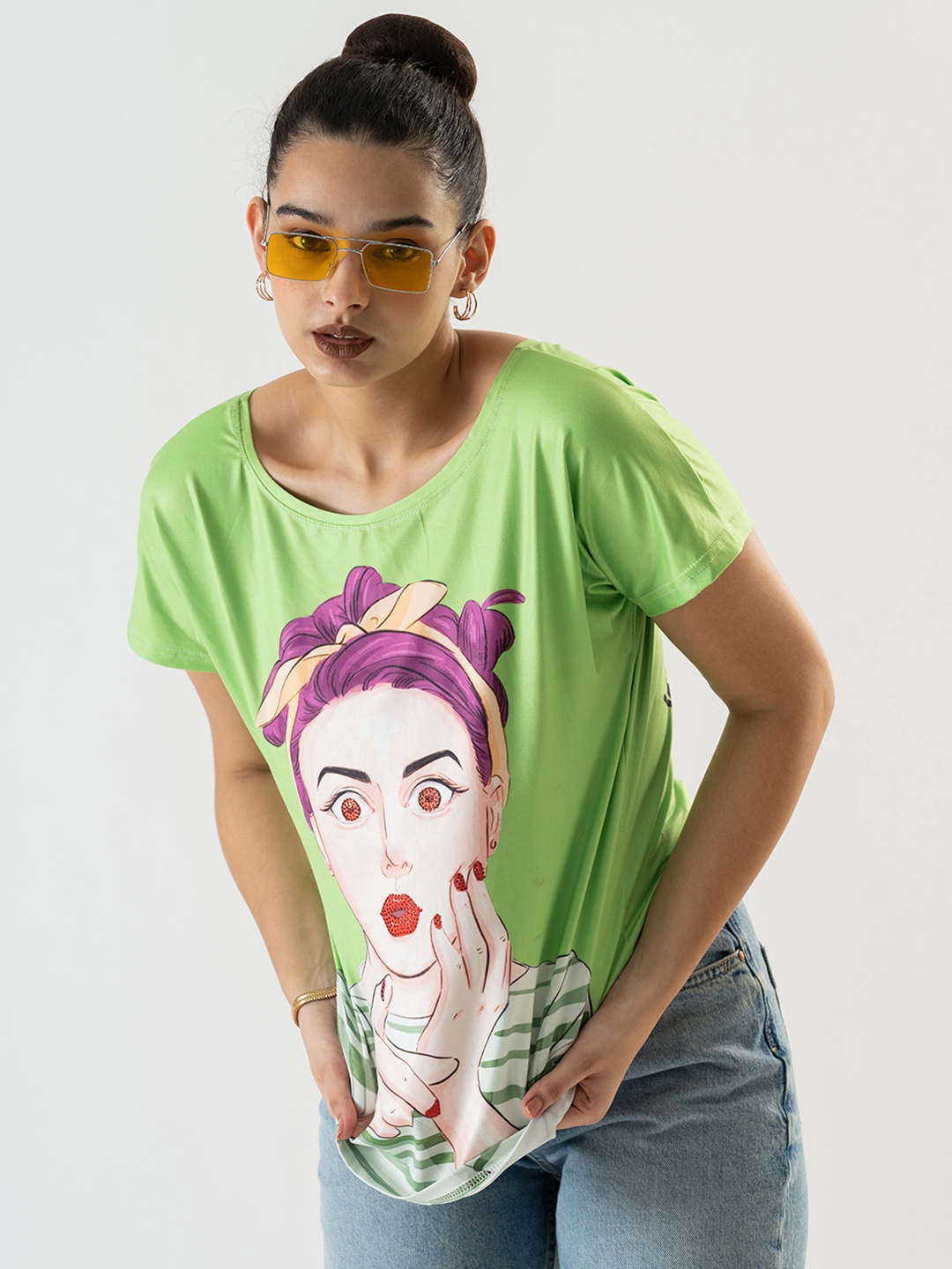 

Prettify Women Printed T-shirt, Green