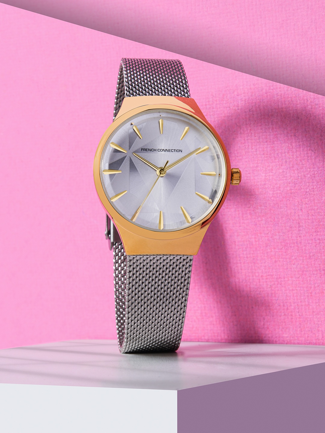 

French Connection Women Silver-Toned Dial & Stainless Steel Straps Analogue Chronograph Watch-FCN00021B