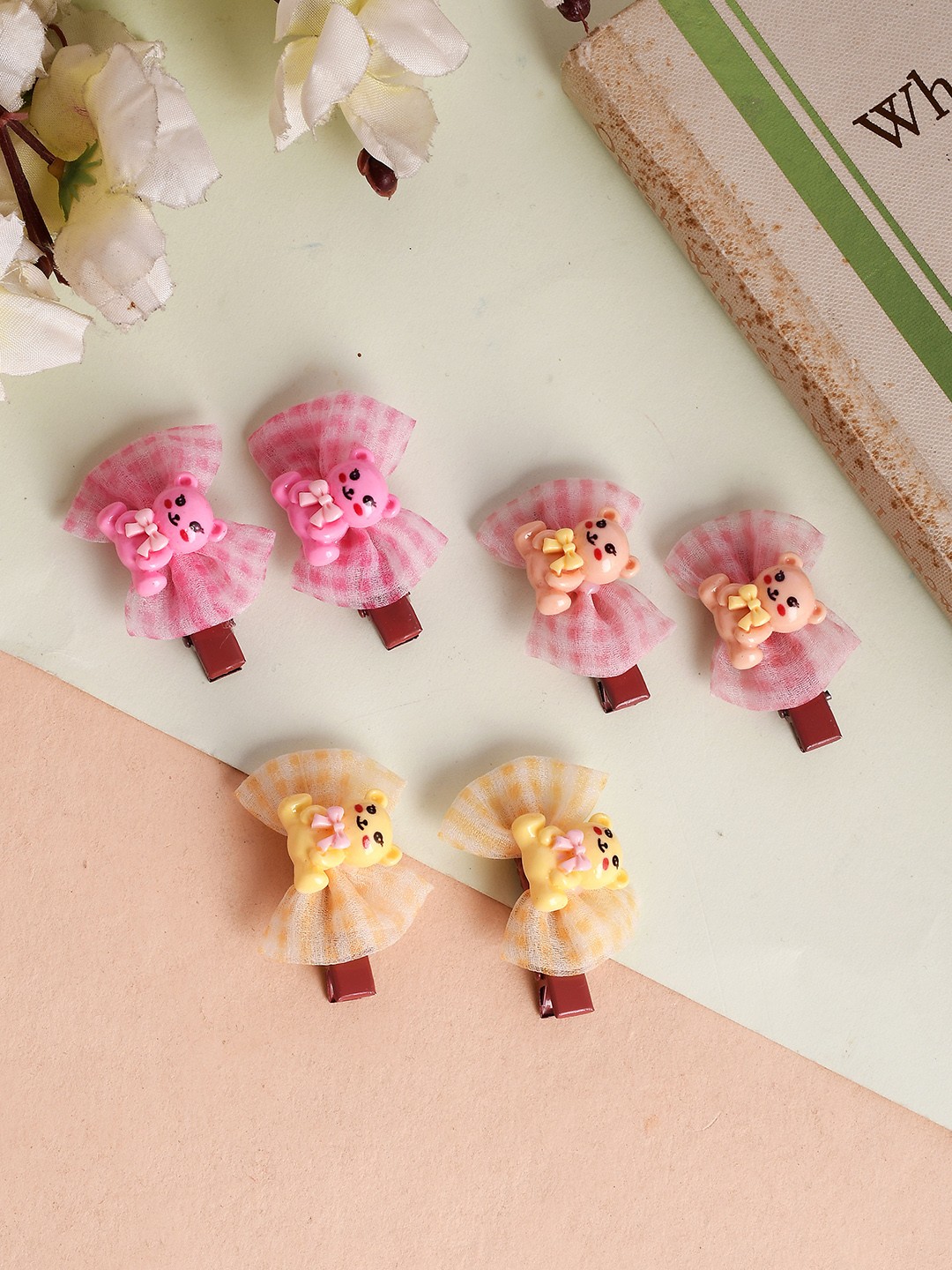 

Silvermerc Designs Girls Set of 6 Lace Alligator Hair Clip, Pink