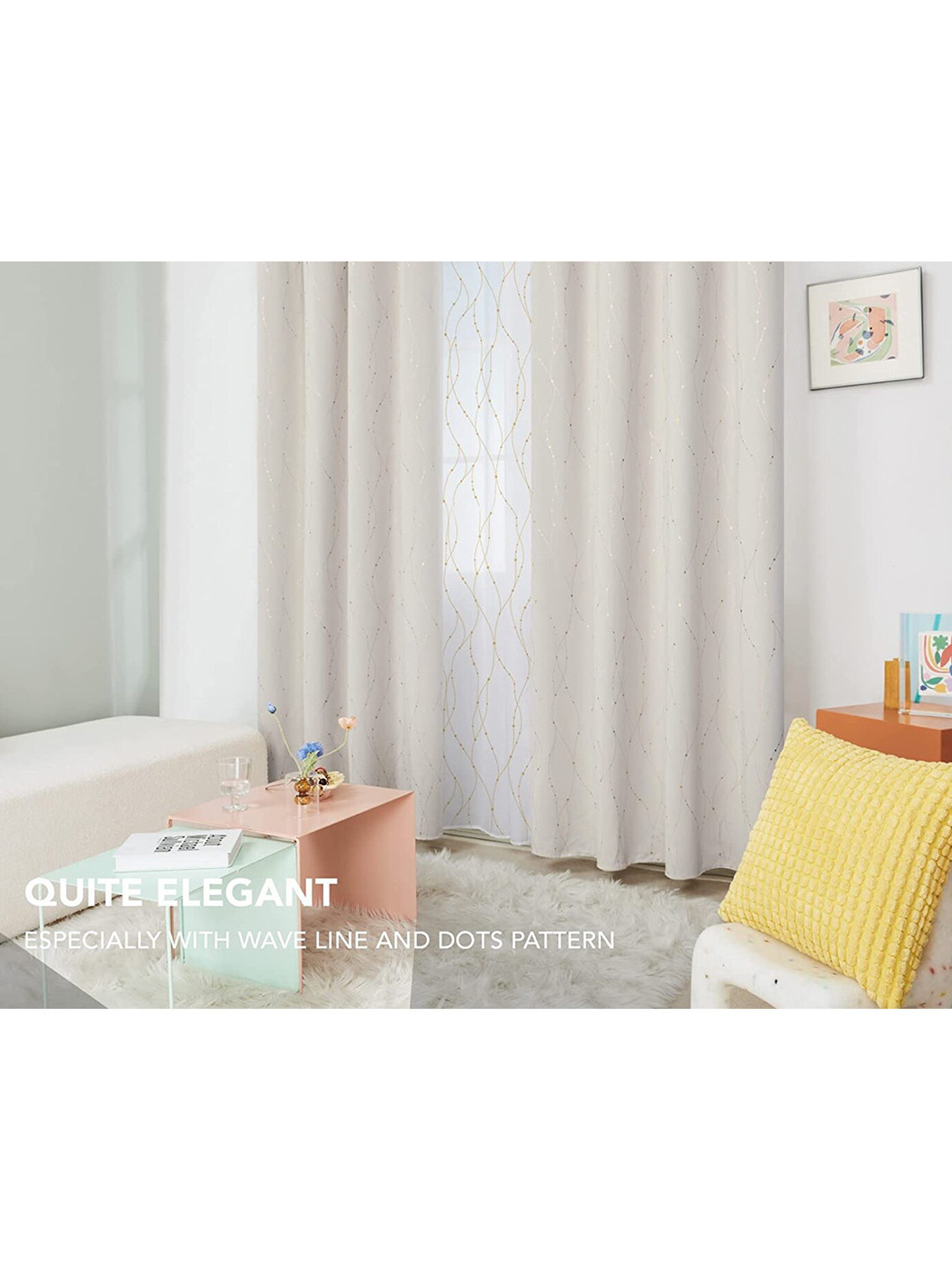 

URBAN SPACE Black Out Door Curtains, Beige