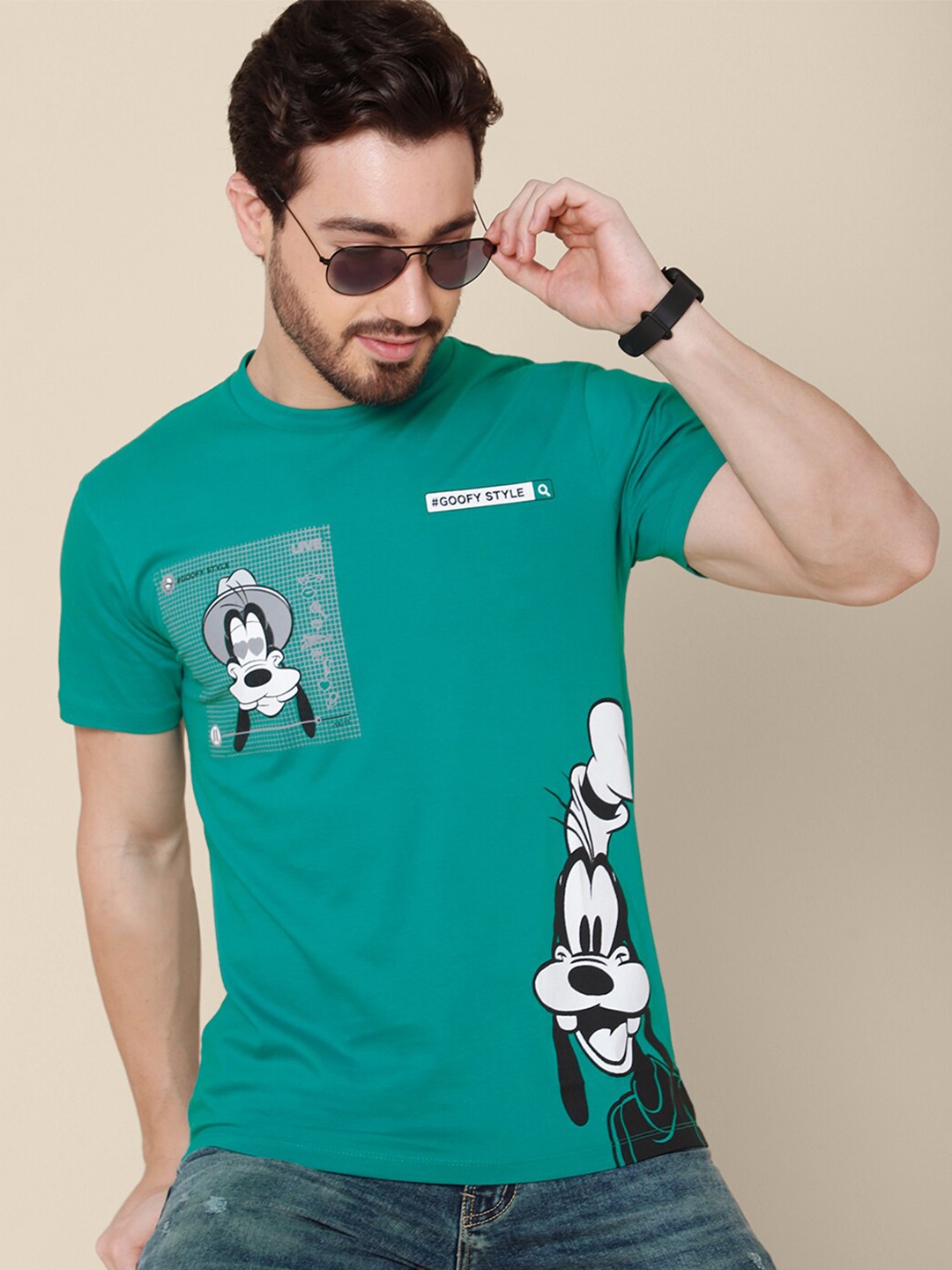 

Free Authority Men Green & Black Cotton Looney Tunes Goofy Printed T-shirt