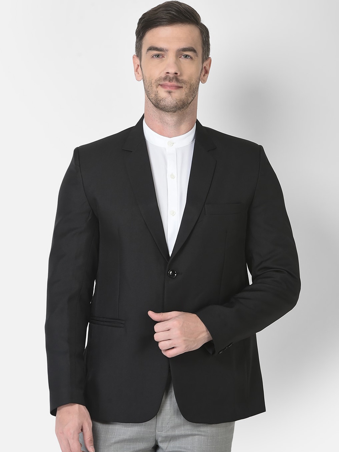 

SG RAJASAHAB Men Black Solid Single Breasted Formal Blazer