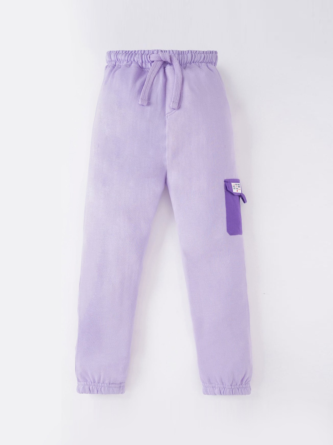 

Ed-a-Mamma Girls Purple Solid Pure-Cotton Drawstring Joggers