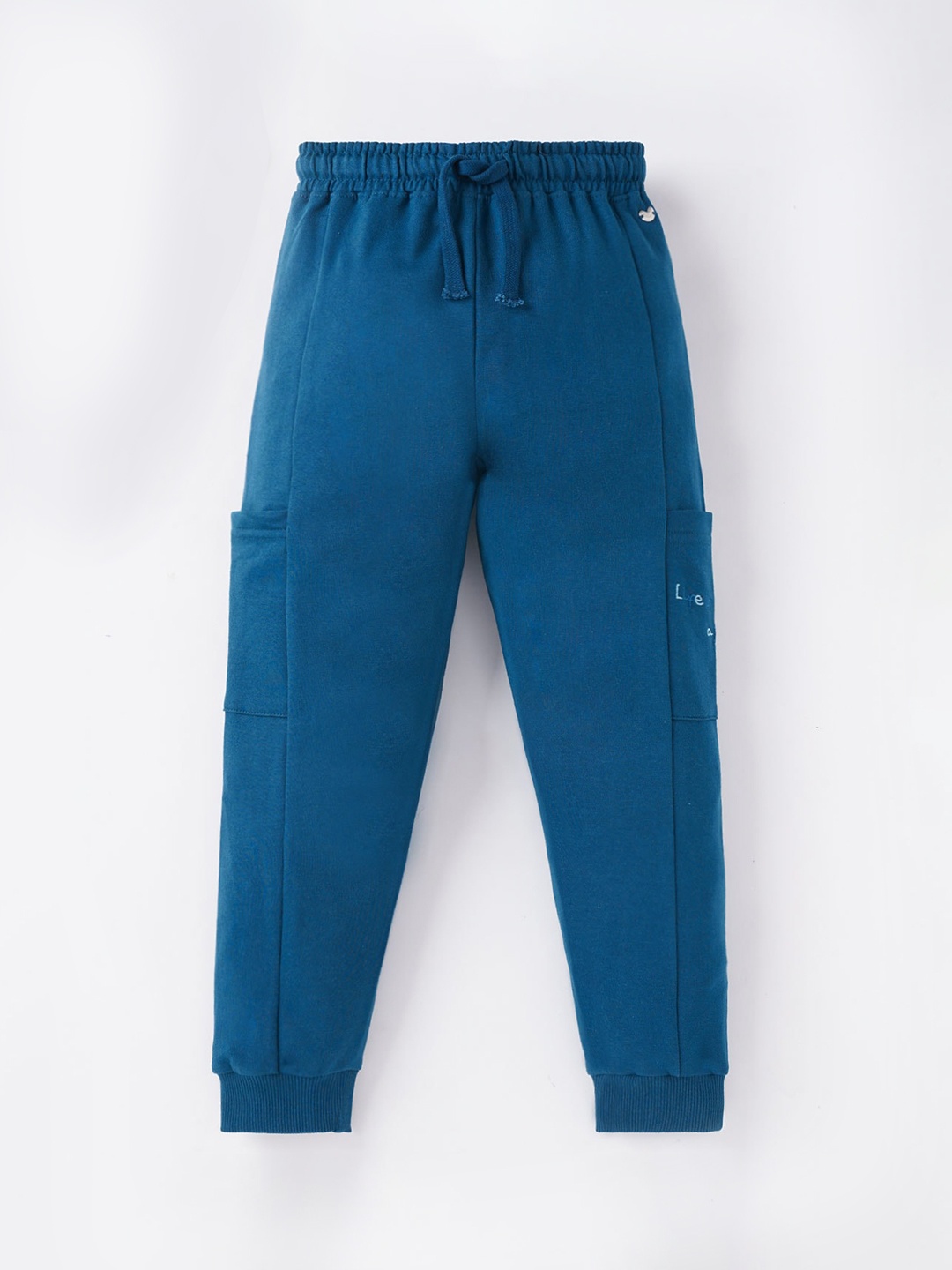 

Ed-a-Mamma Girls Blue Solid Cotton Drawstring Joggers