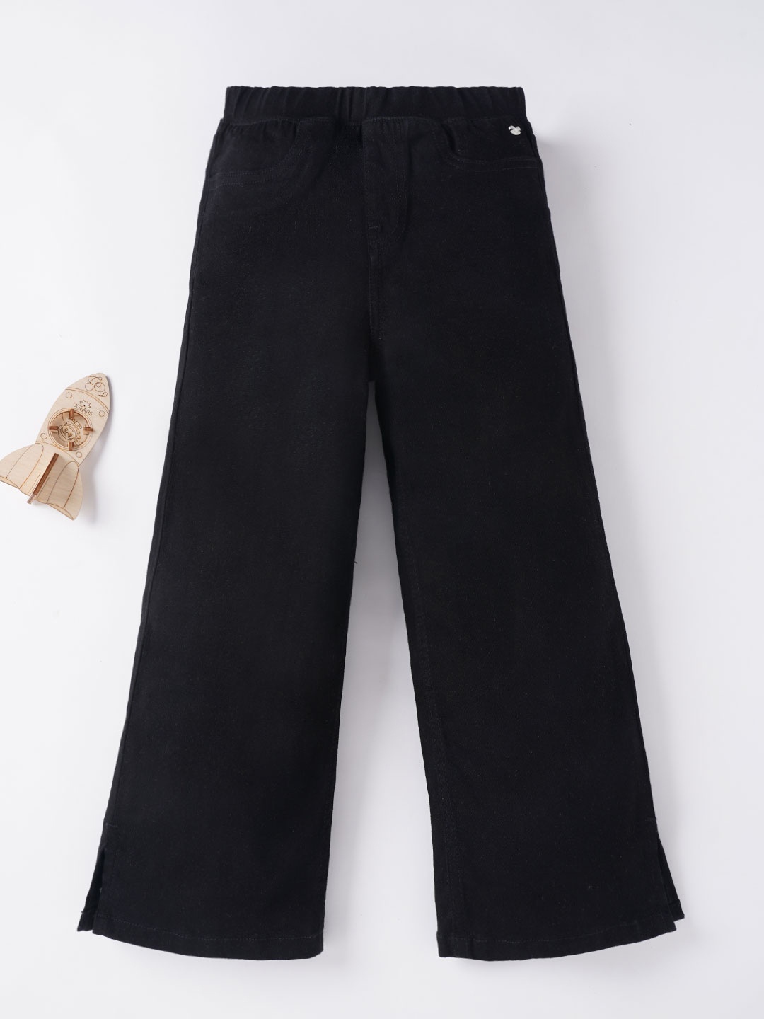 

Ed-a-Mamma Girls Wide Leg Sustainable Cotton Jeans, Black