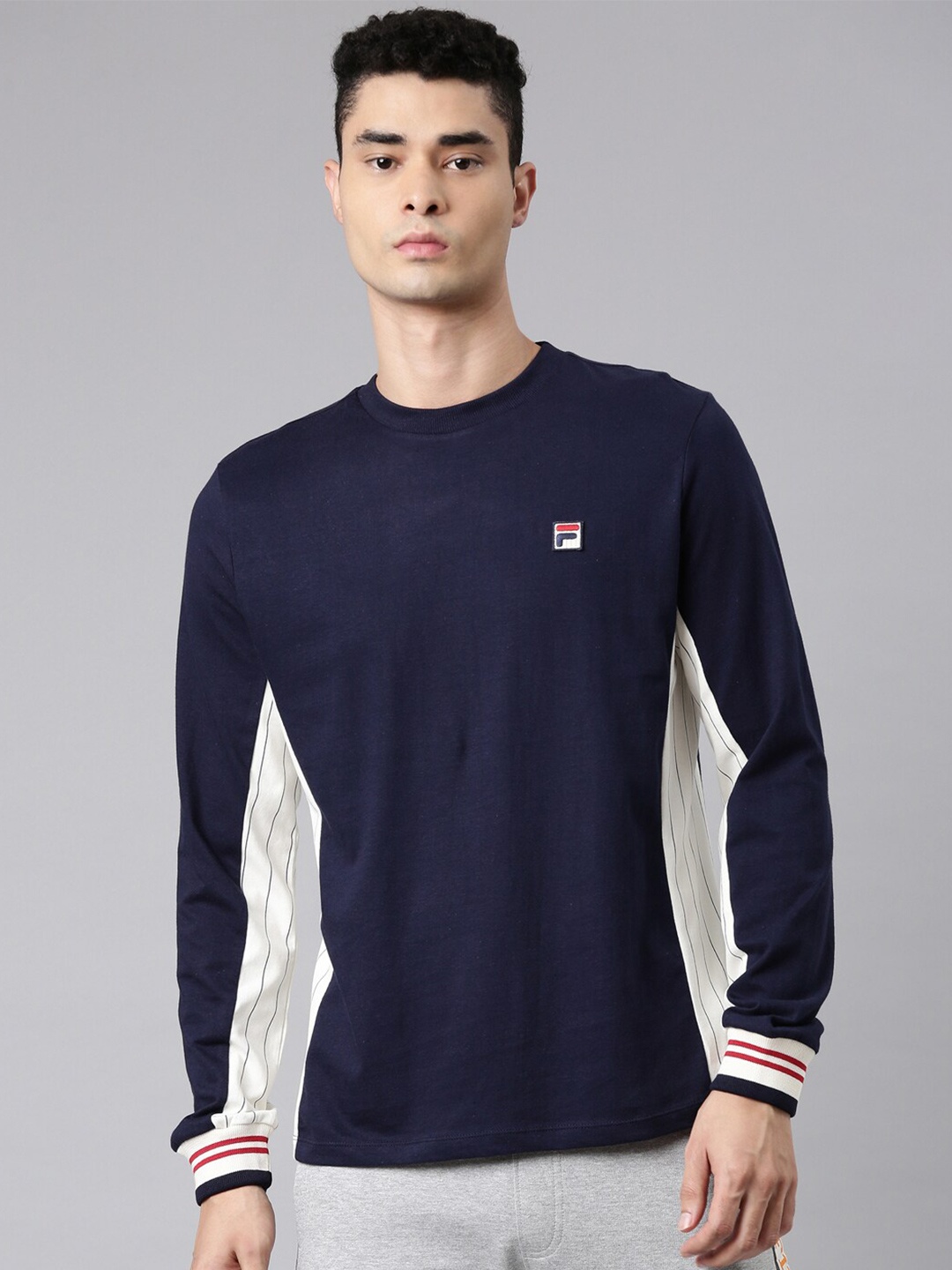 

FILA Men Blue & White Organic Cotton T-shirt
