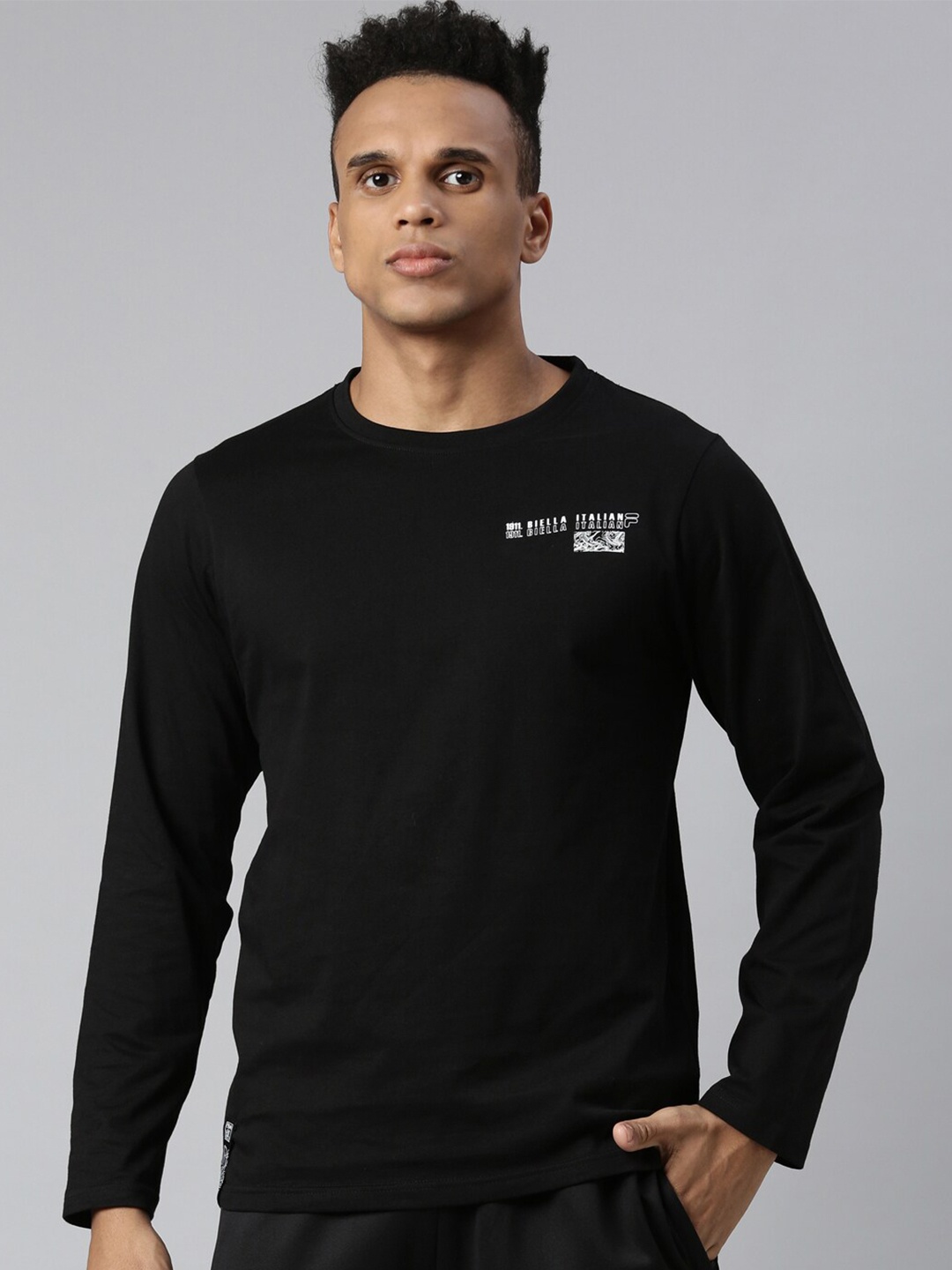 

FILA Men Black Typography Printed Organic Cotton T-shirt
