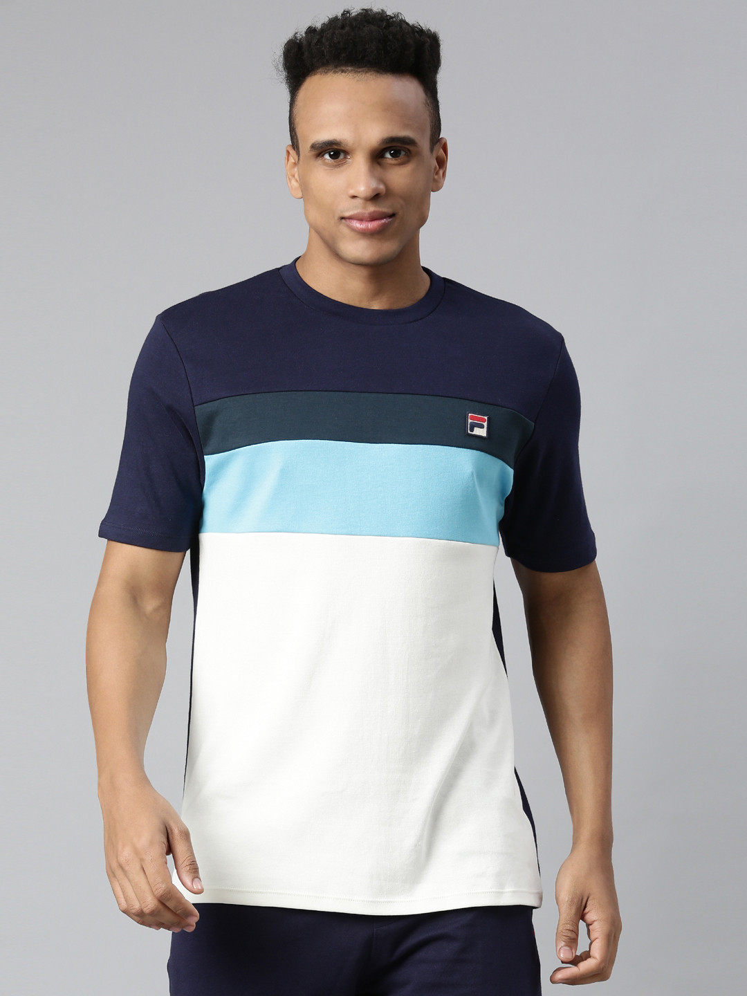 

FILA Men Navy Blue Polo Collar Organic Cotton T-shirt