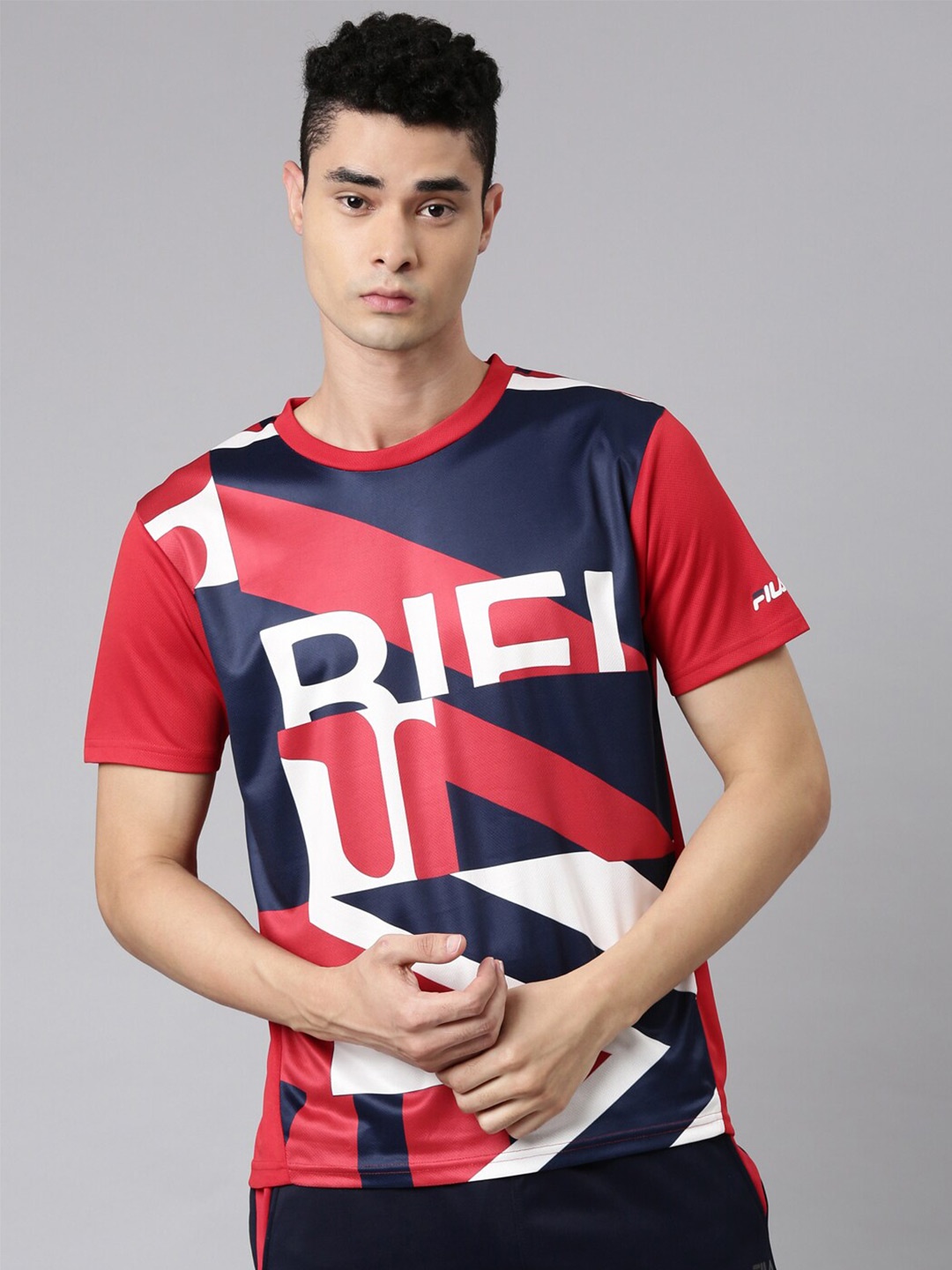 

FILA Men Red Typography Printed T-shirt
