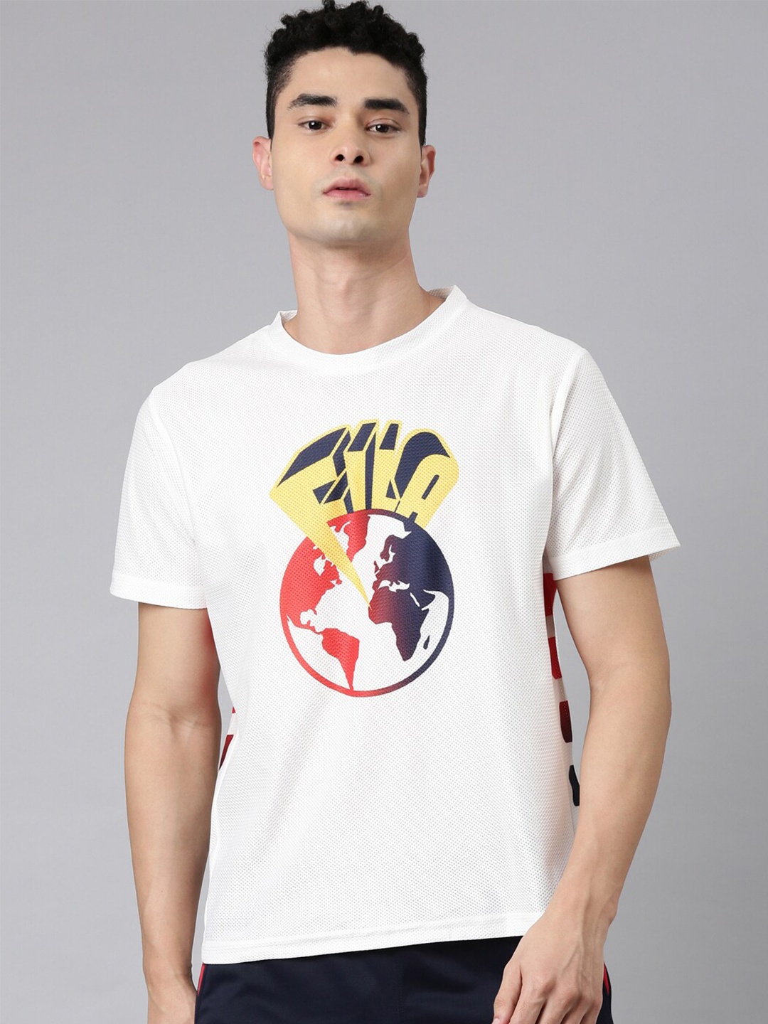 

FILA Men White Printed T-shirt