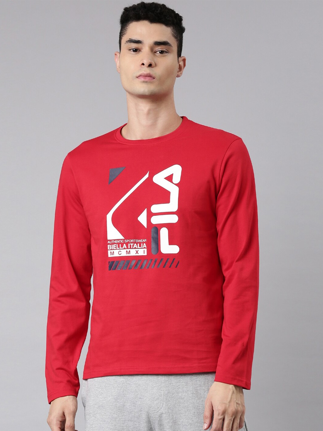 

FILA Men Red Typography Printed Organic Cotton T-shirt