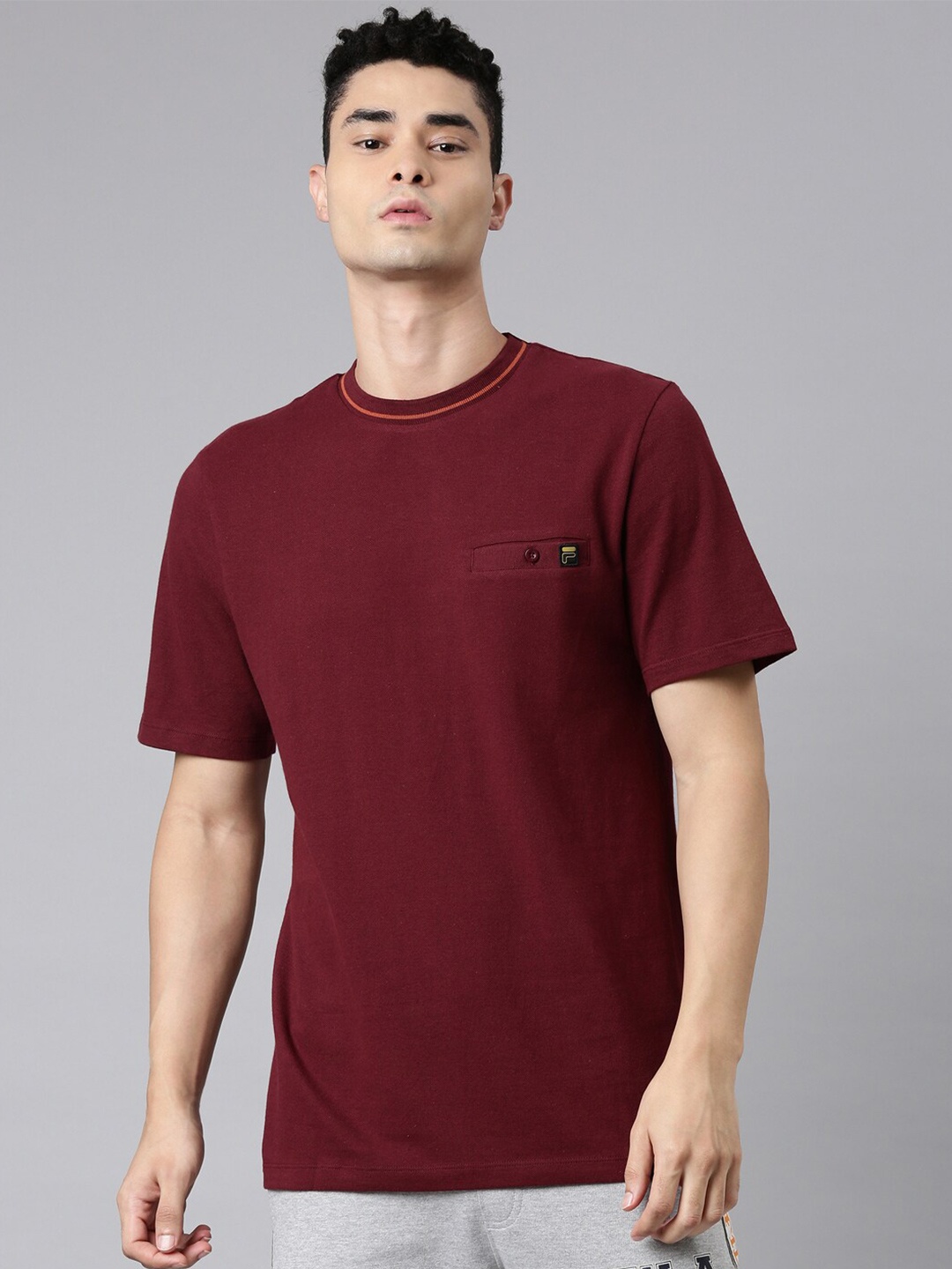 

FILA Men Maroon Organic Cotton T-shirt