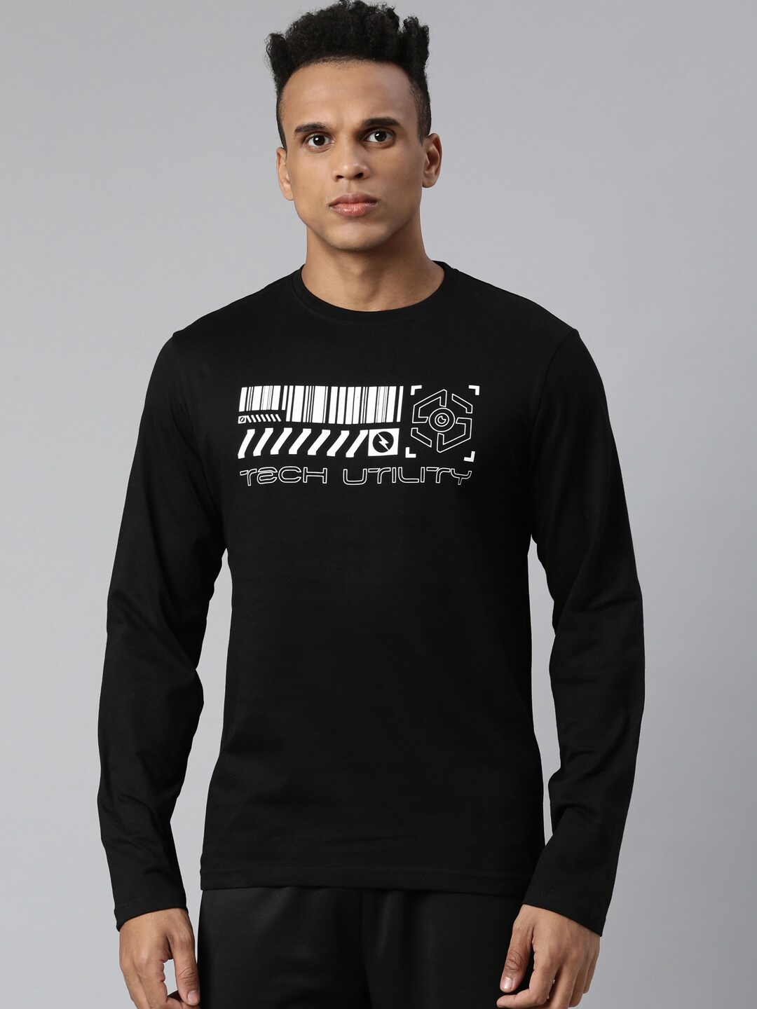 

FILA Men Black Typography Printed Organic Cotton T-shirt