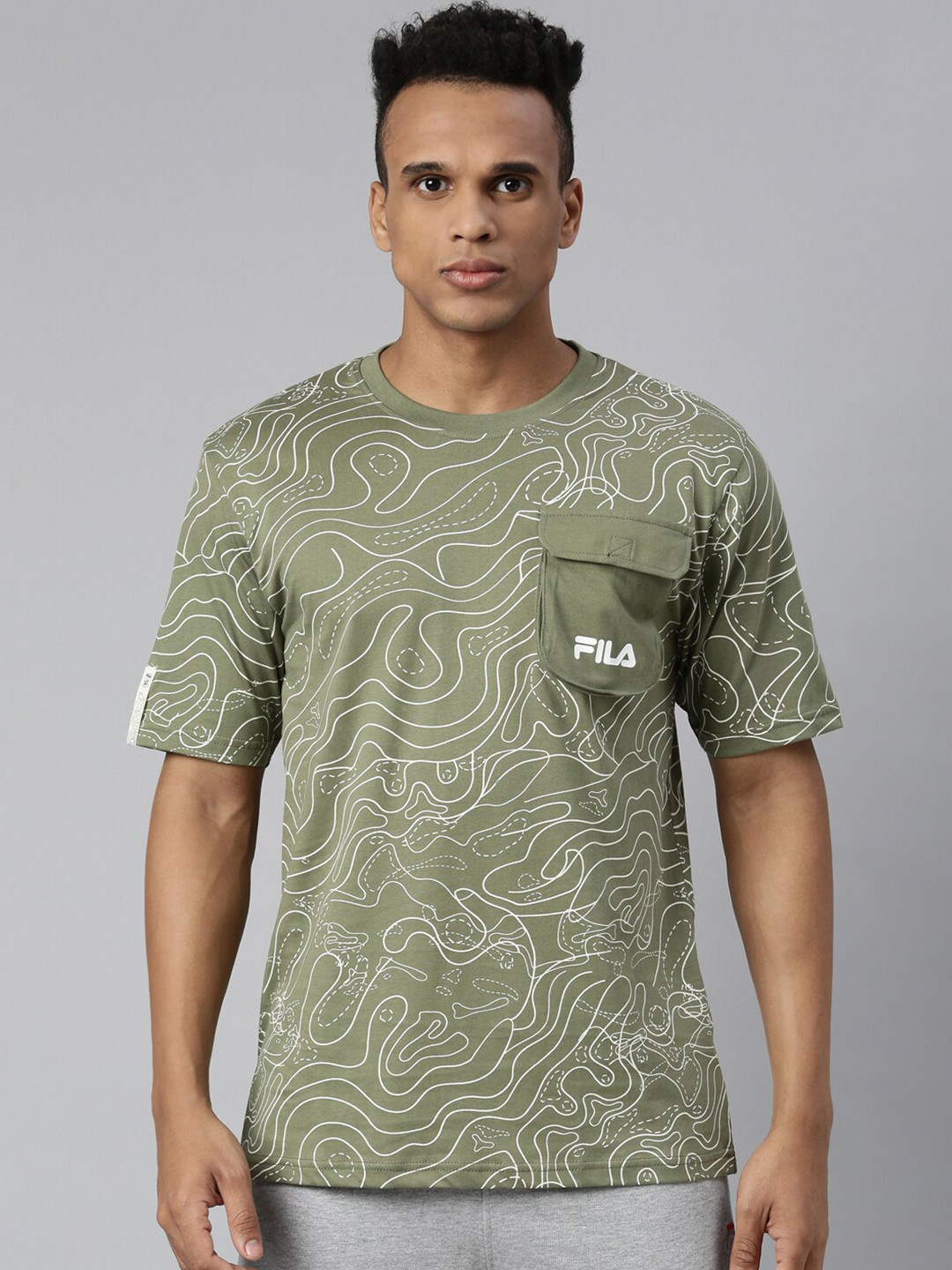 

FILA Men Green Printed Organic Cotton T-shirt