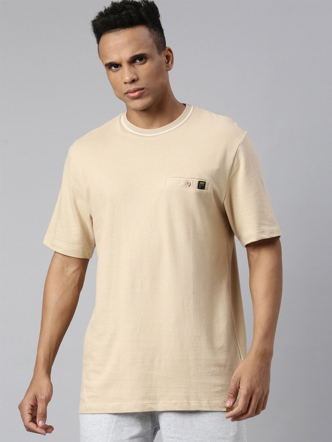 

FILA Men Cream-Coloured Organic Cotton T-shirt