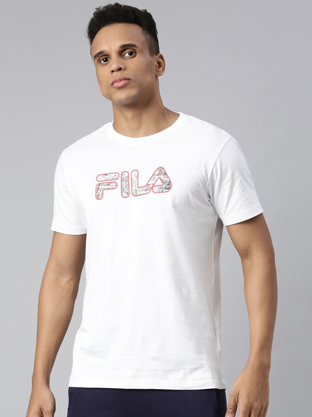 

FILA Men White Typography Printed Organic Cotton T-shirt