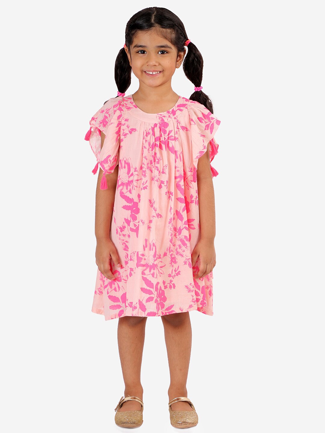 

LIL DRAMA Girls Floral A-Line Dress, Pink