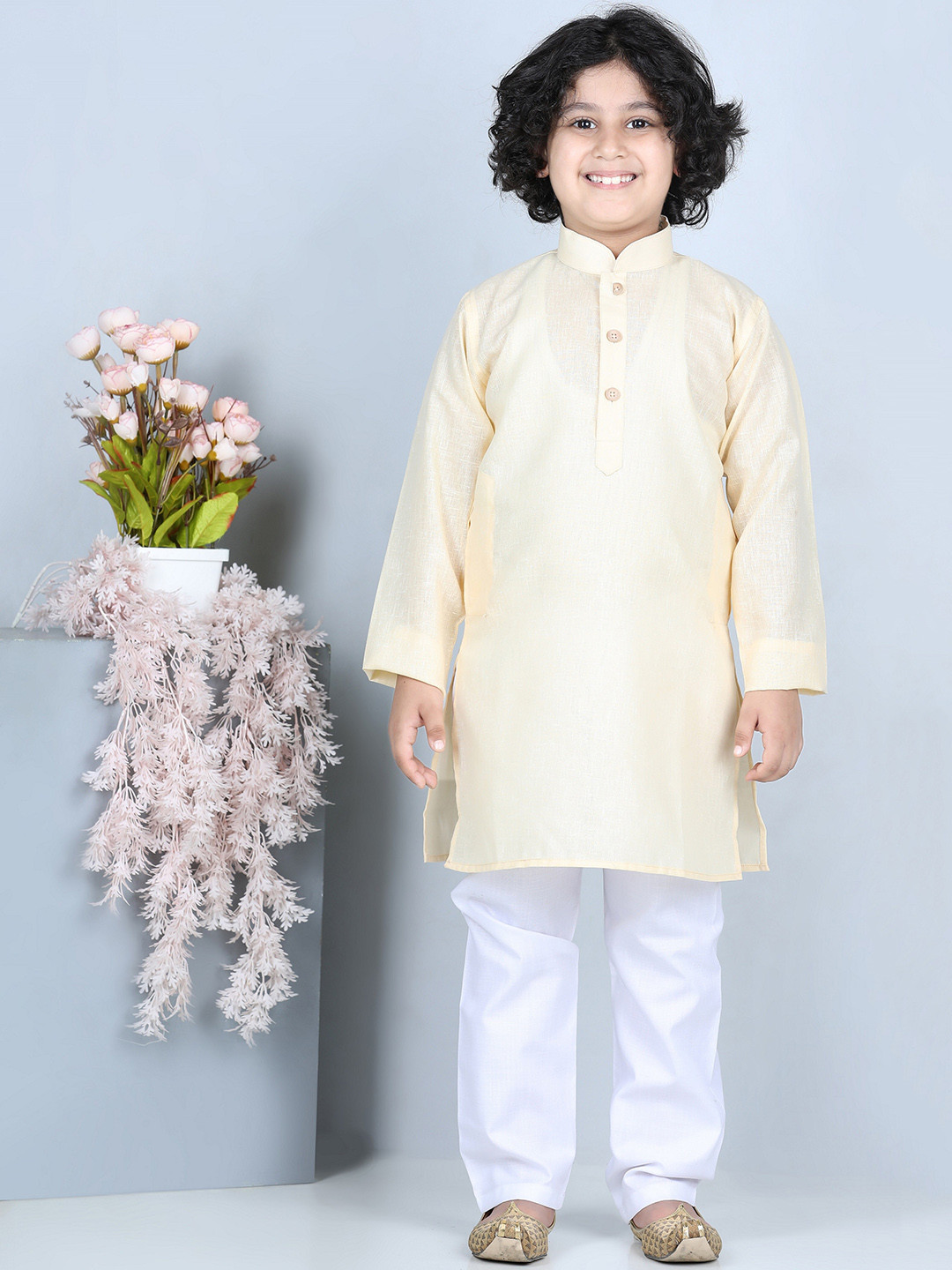

Aj DEZInES Boys Yellow Kurta with Pyjamas
