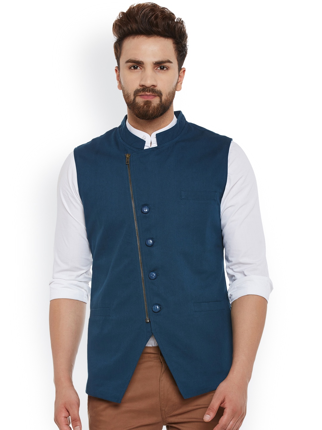 

Hypernation Teal Blue Nehru Jacket