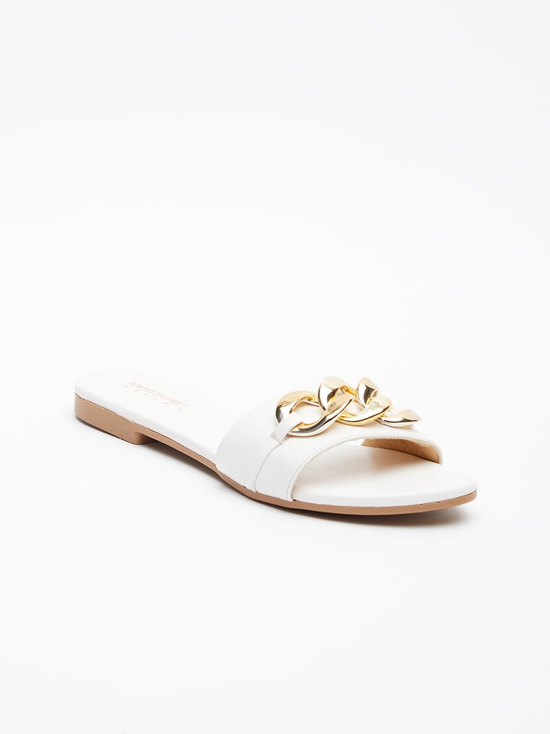 

Tokyo Talkies Women White Embellished Open Toe Flats