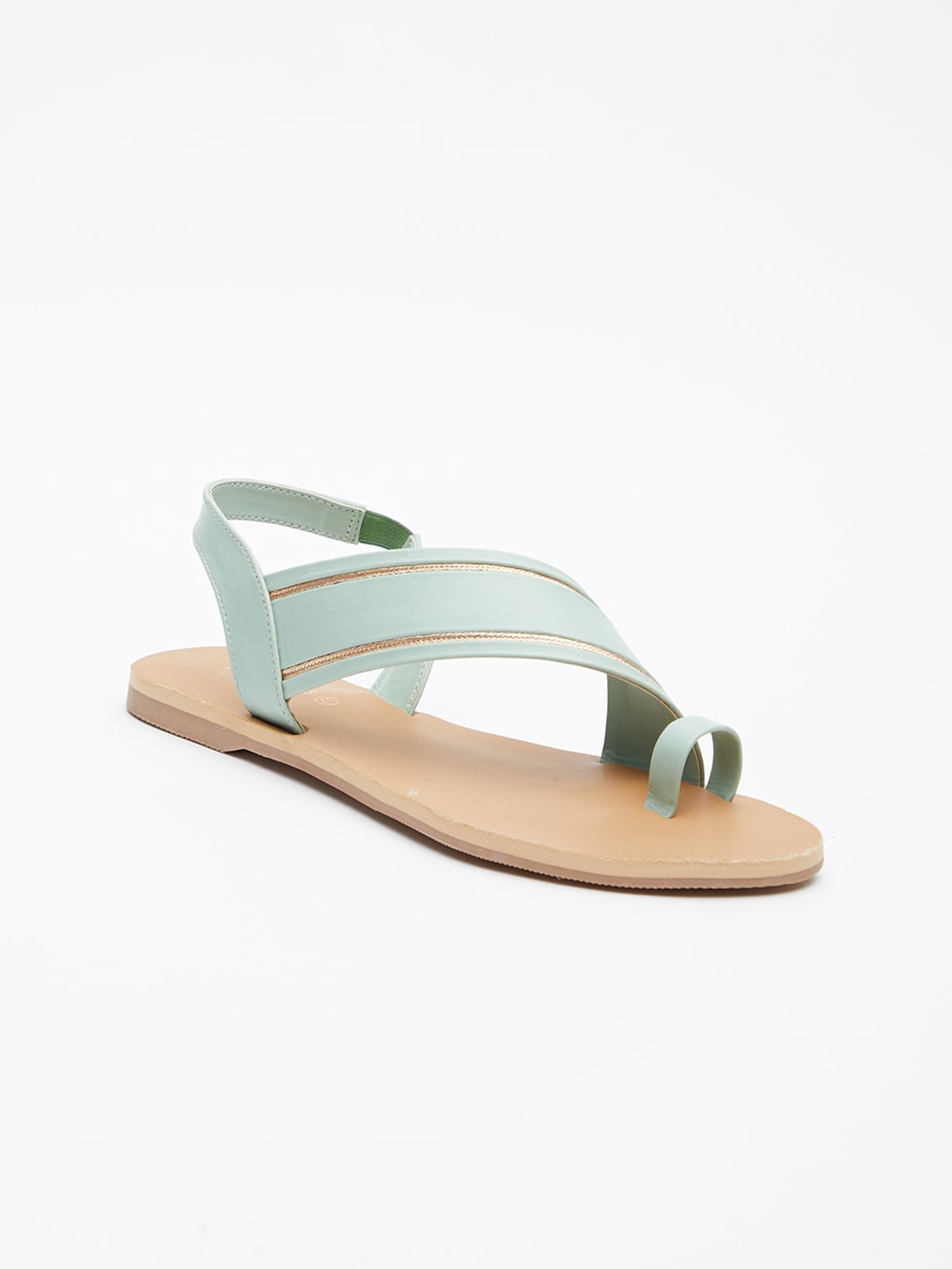 

Tokyo Talkies Women Striped One Toe Flats, Sea green