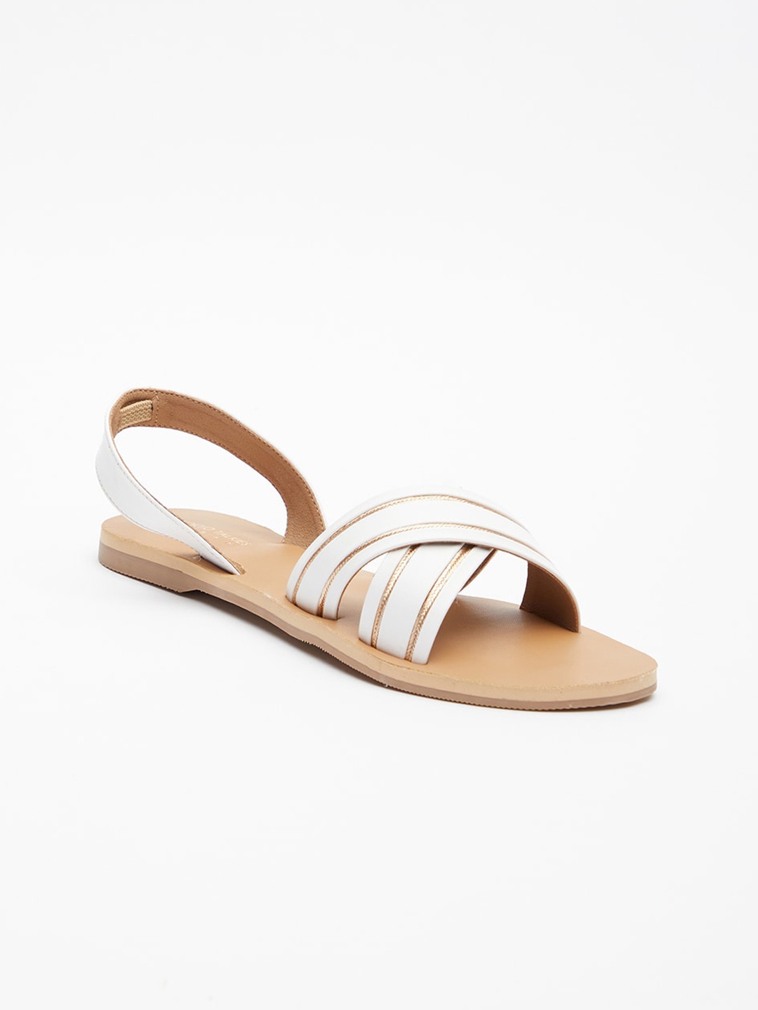 

Tokyo Talkies Women Striped Open Toe Flats, White