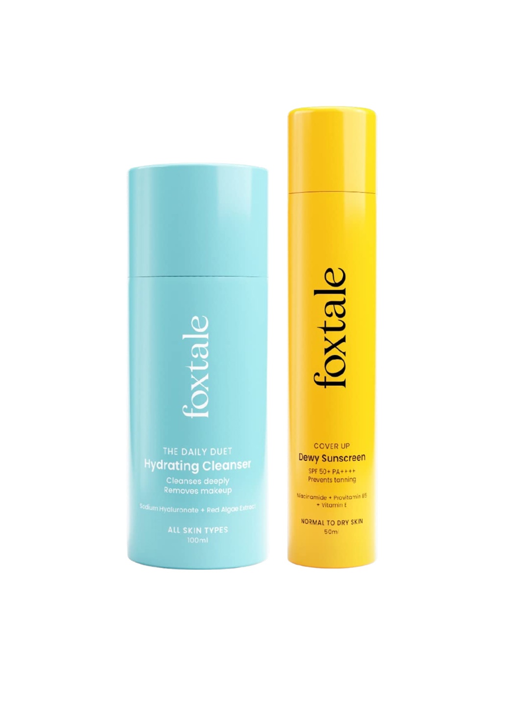

FoxTale Set Of The Daily Duet Cleanser - 100ml & CoverUp Dewy Sunscreen SPF 50+PA++++150ml, Yellow