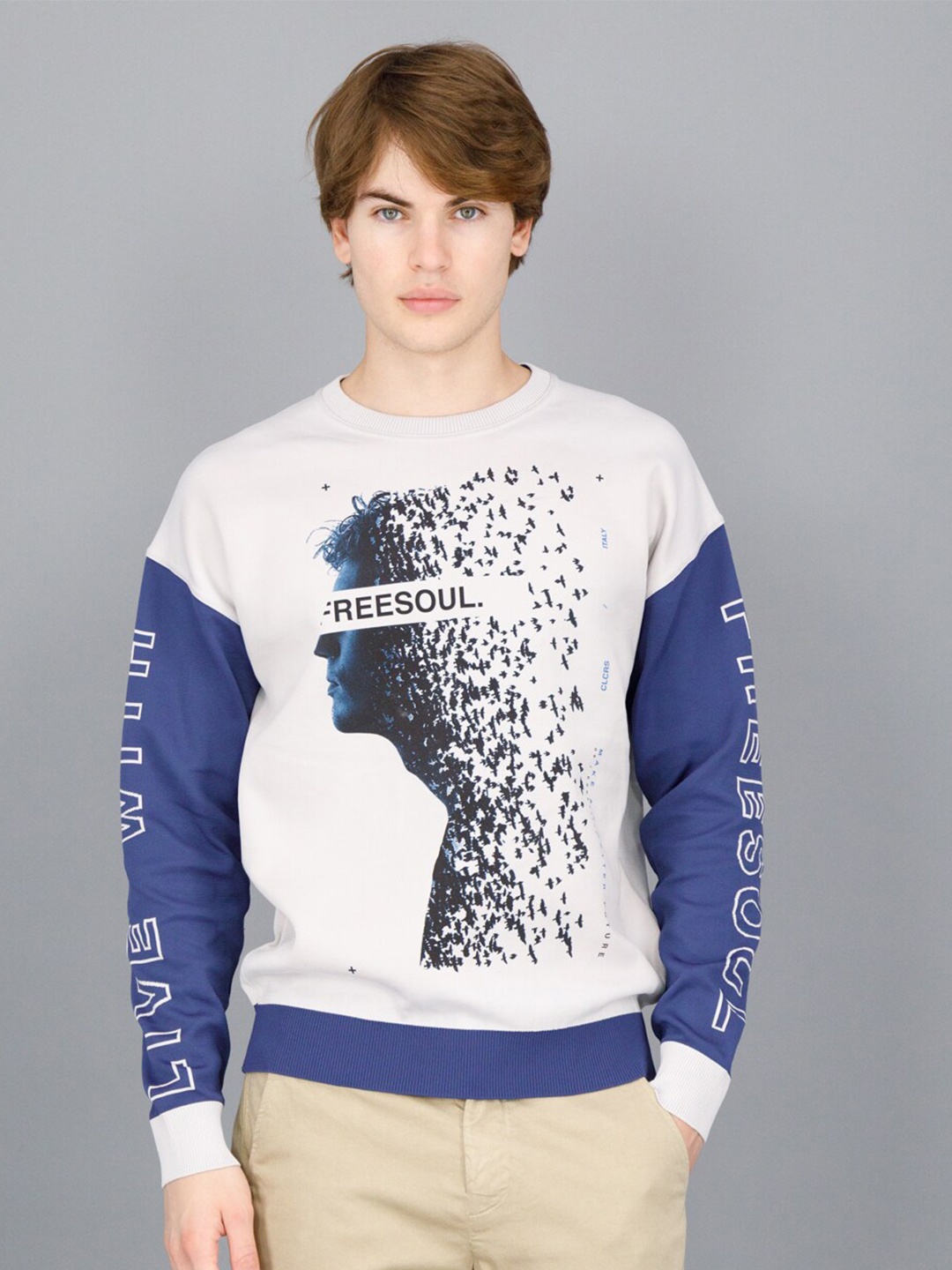 

FREESOUL Men White Printed Sweatshirt