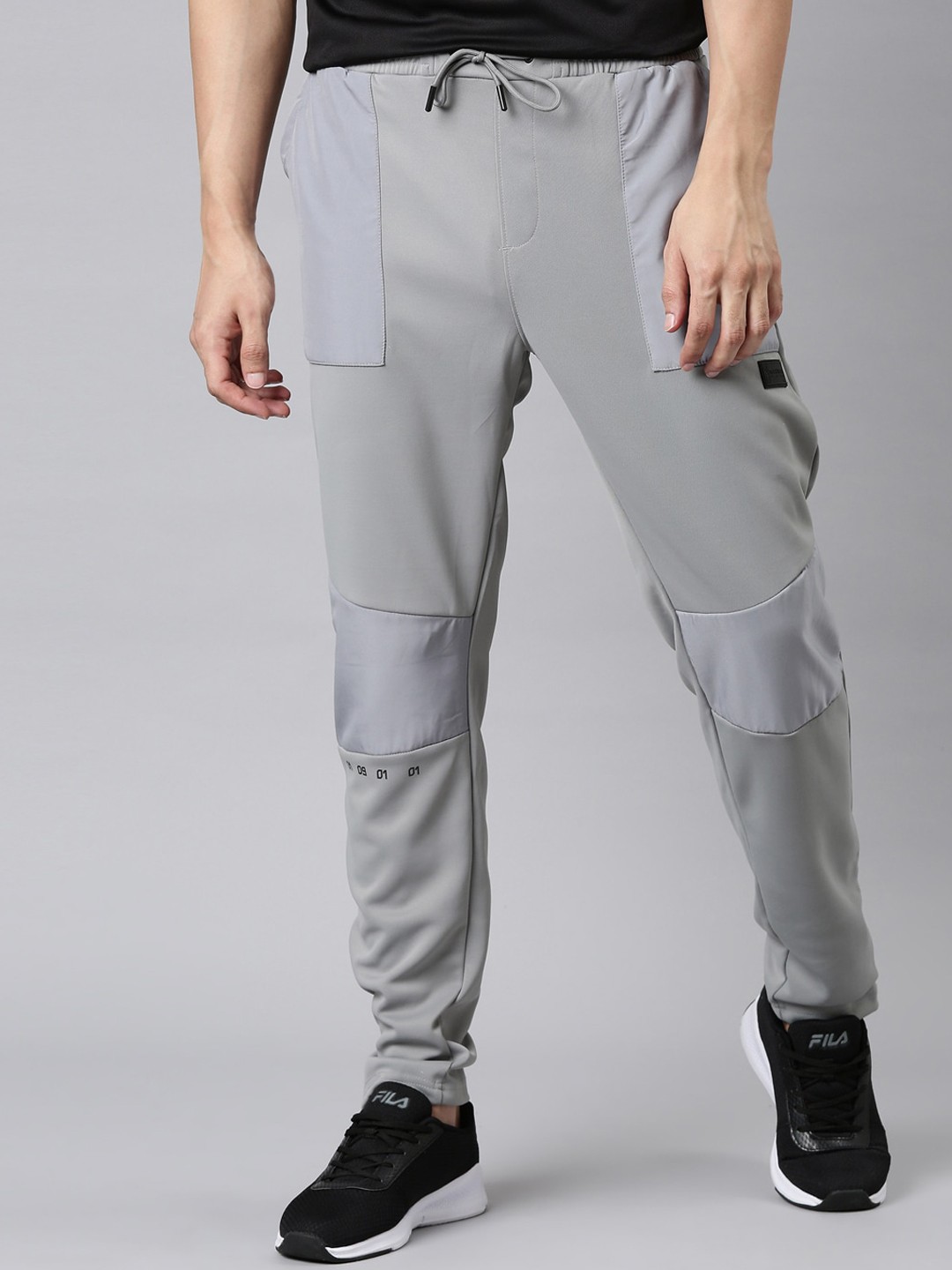 

FILA Men Grey Solid Track Drawstring Pants