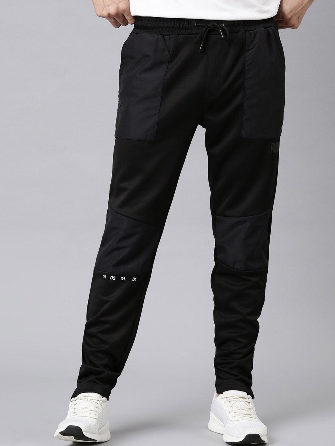 

FILA Men Black Solid Cotton Drawstring Track Pant