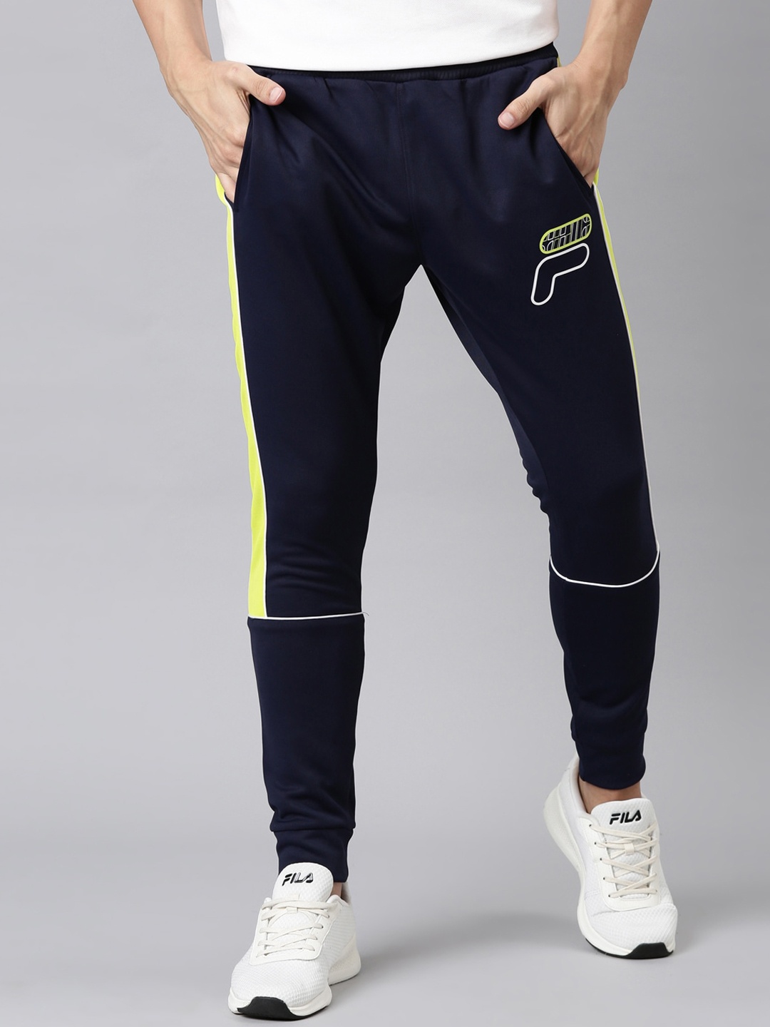 

FILA Men Blue Colourblocked Drawstring Track Pant