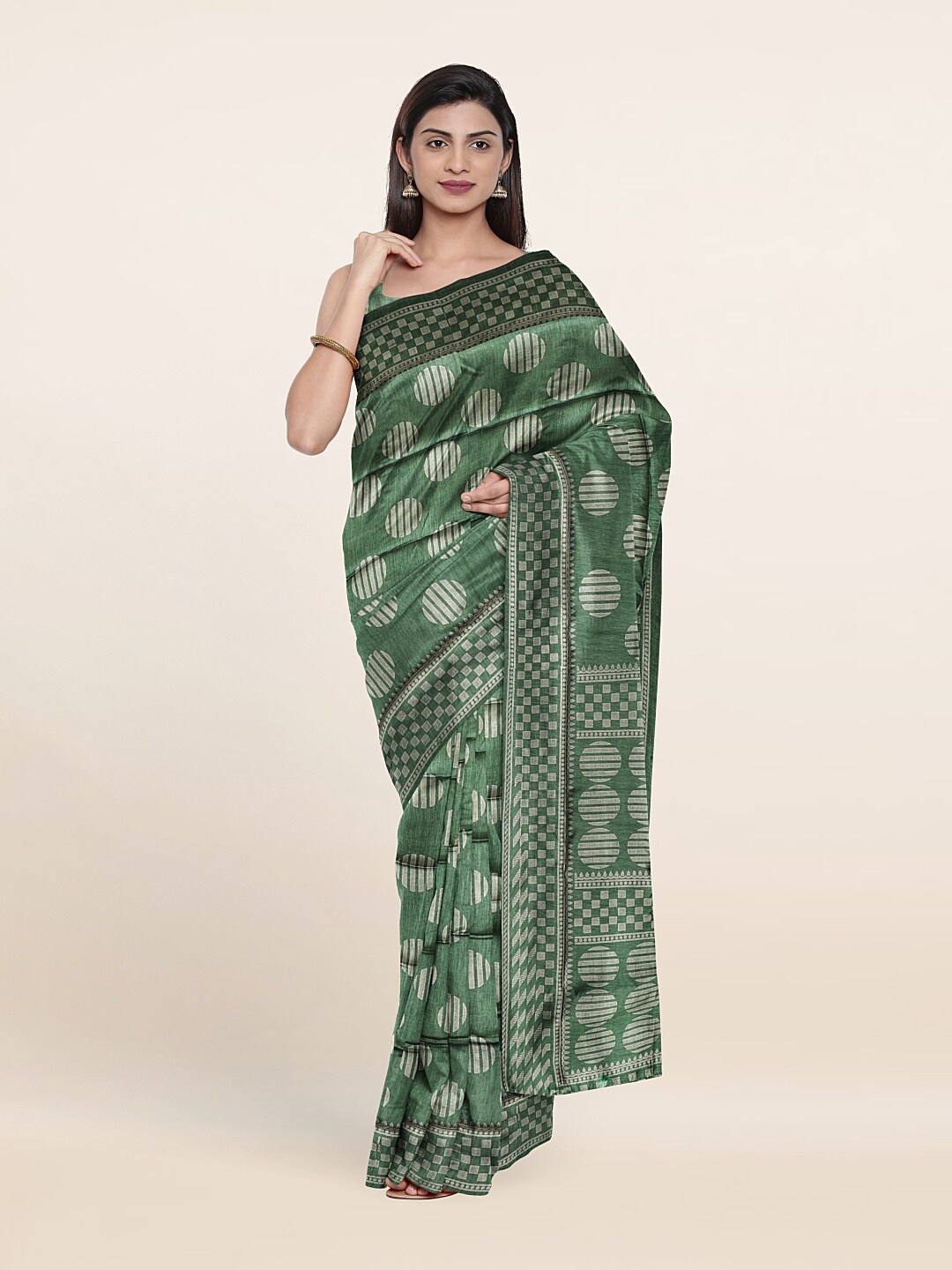 

Pothys Green & Off White Saree