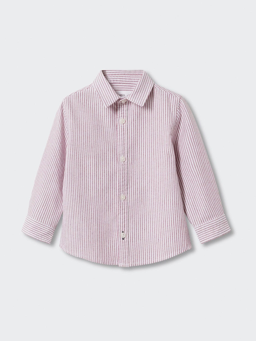 

Mango Kids Boys White & Purple Pure Cotton Striped Casual Shirt