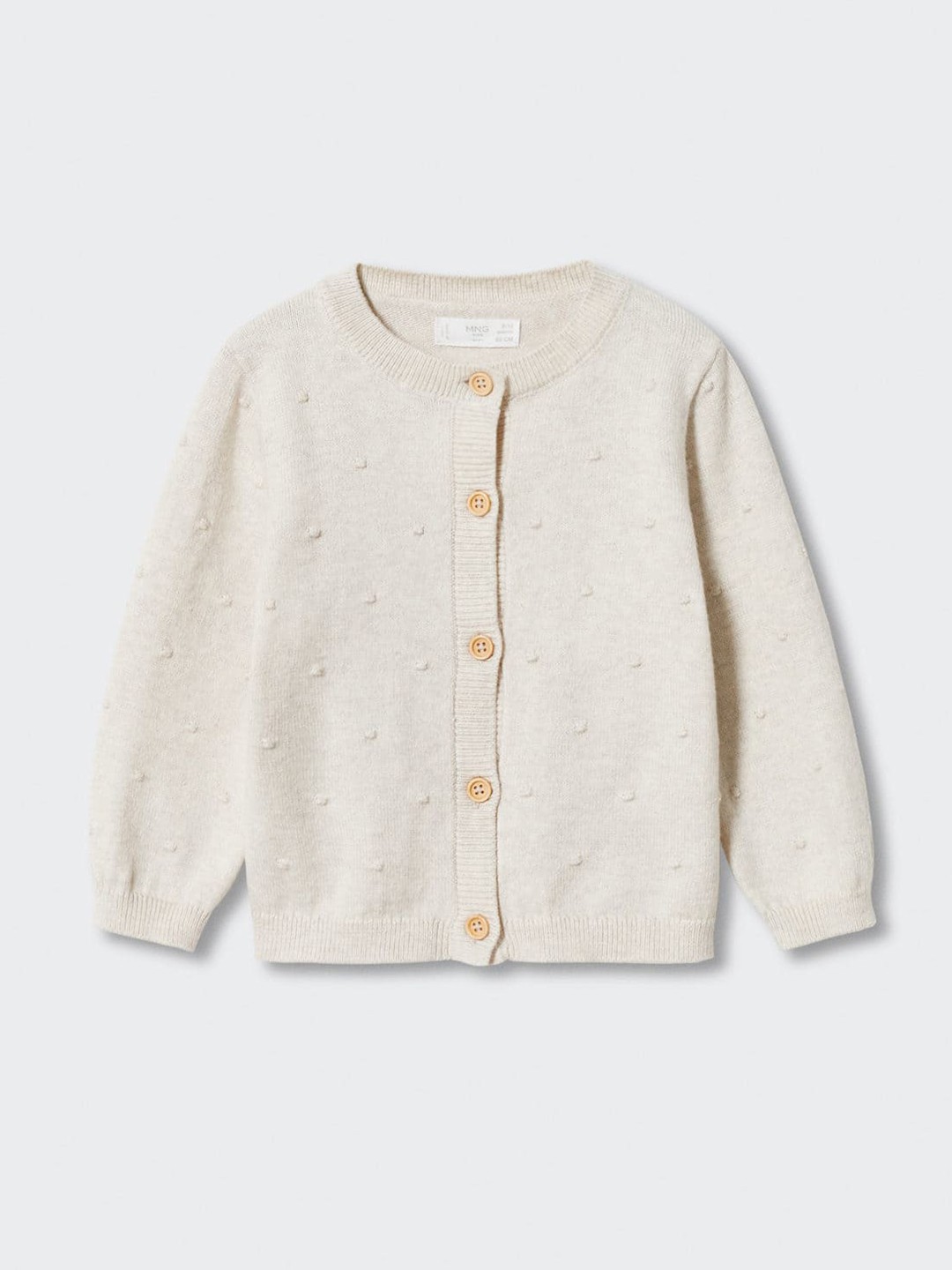 

Mango Kids Girls Off White Polka Dot Embroidered Sustainable Cardigan