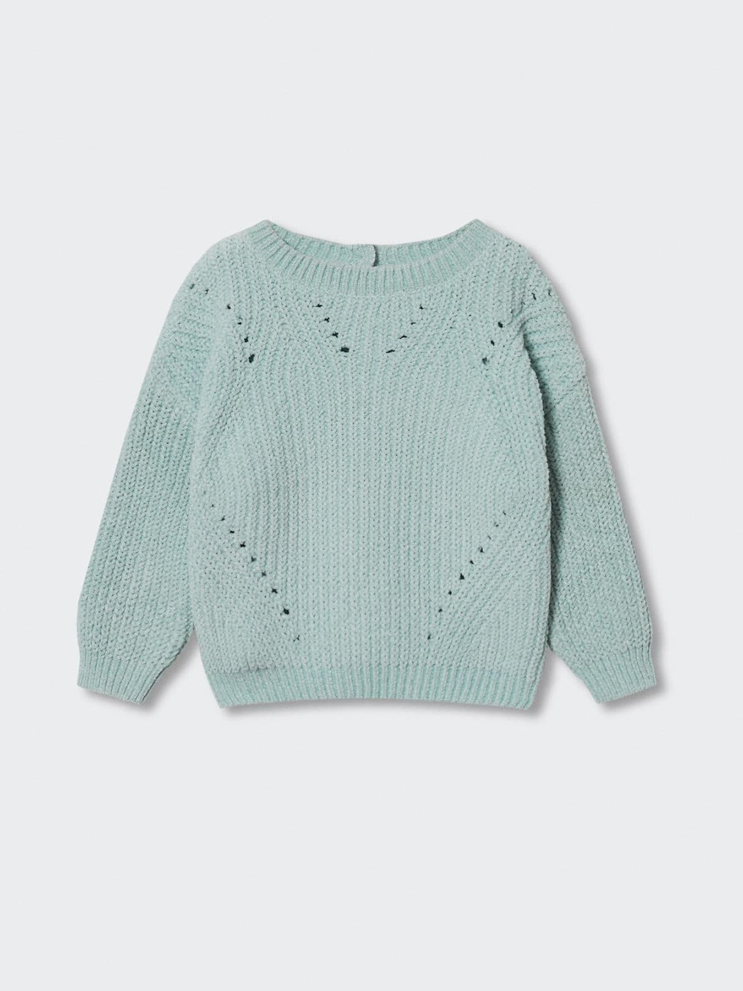 

Mango Kids Girls Mint Green Solid Open Knit Pullover