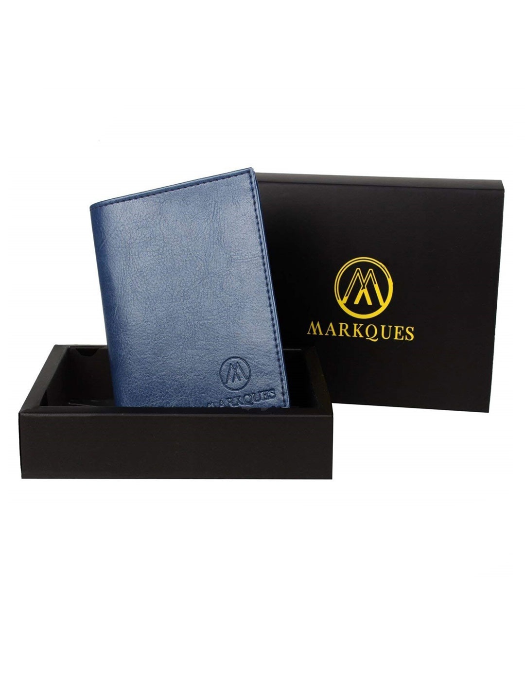 

MARKQUES Men Leather Card Holder with SIM Card Holder, Blue