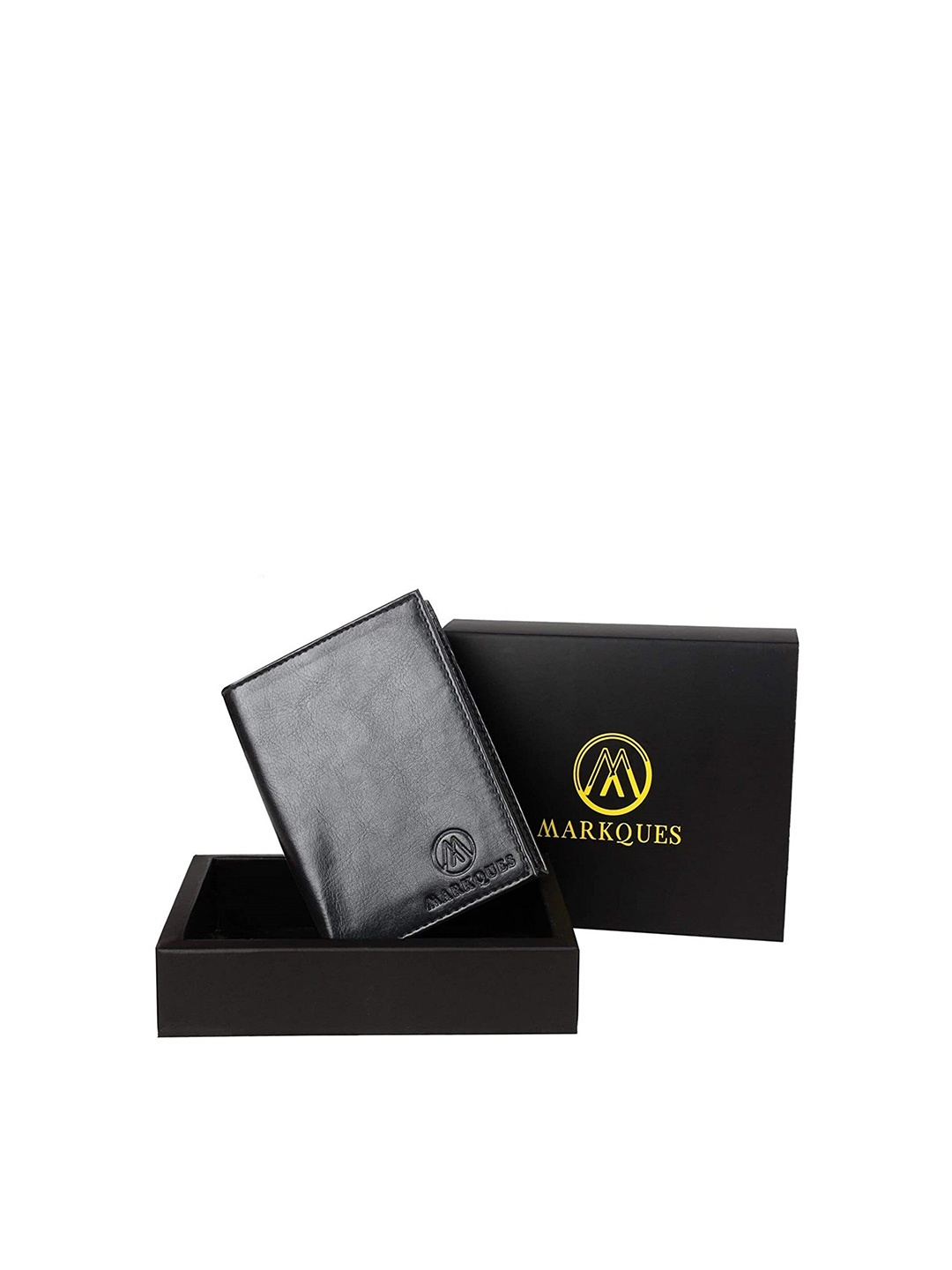 

MARKQUES Men Leather Card Holder, Black