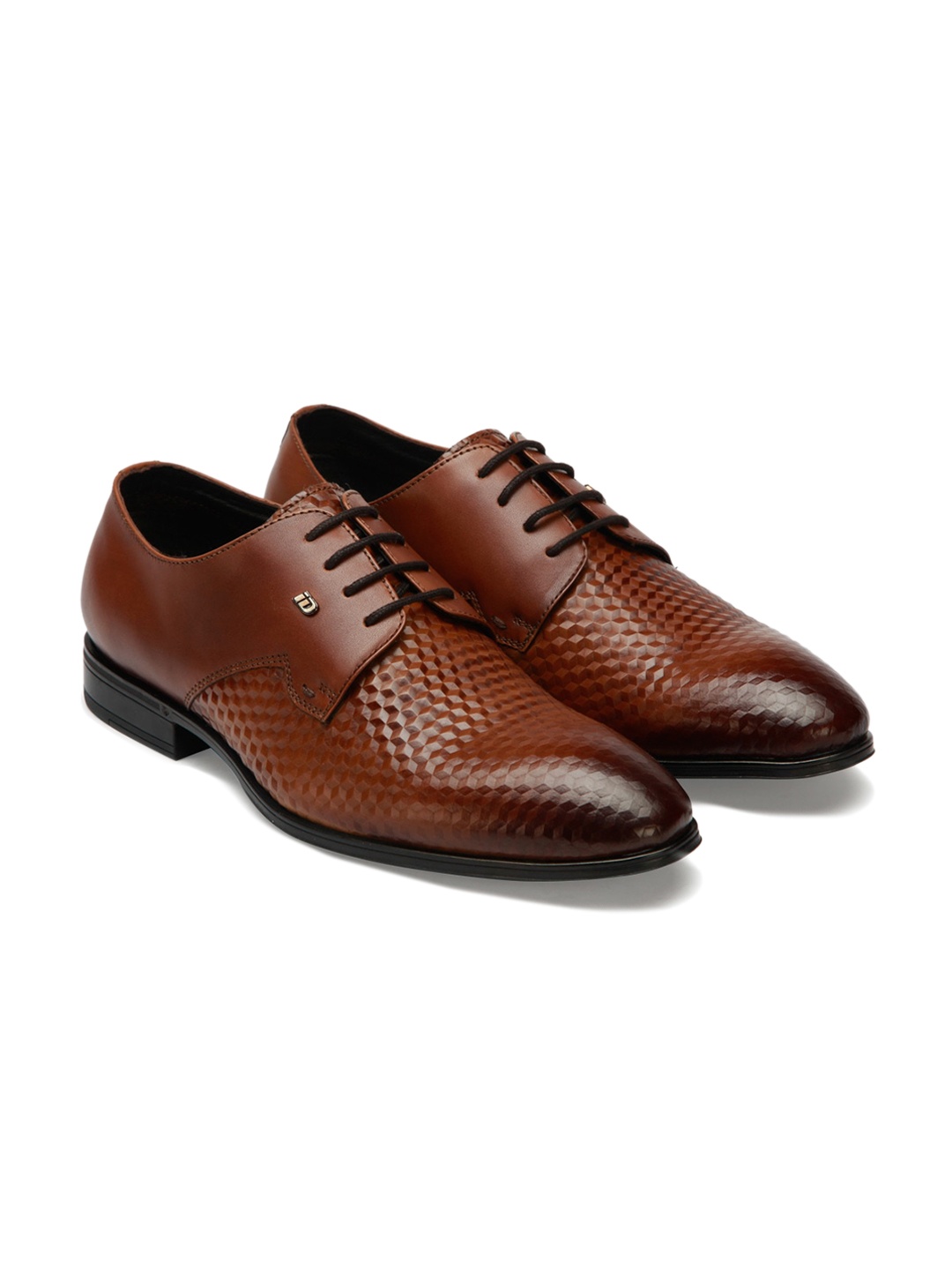 

ID Men Tan Solid Leather Formal Oxfor Shoes