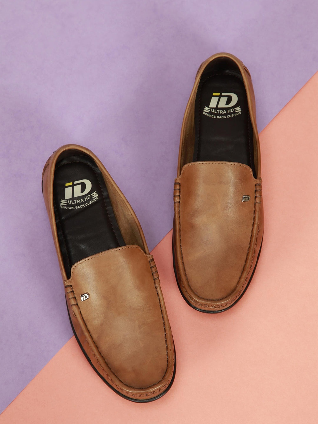 

ID Men Textured Leather Loafers, Tan