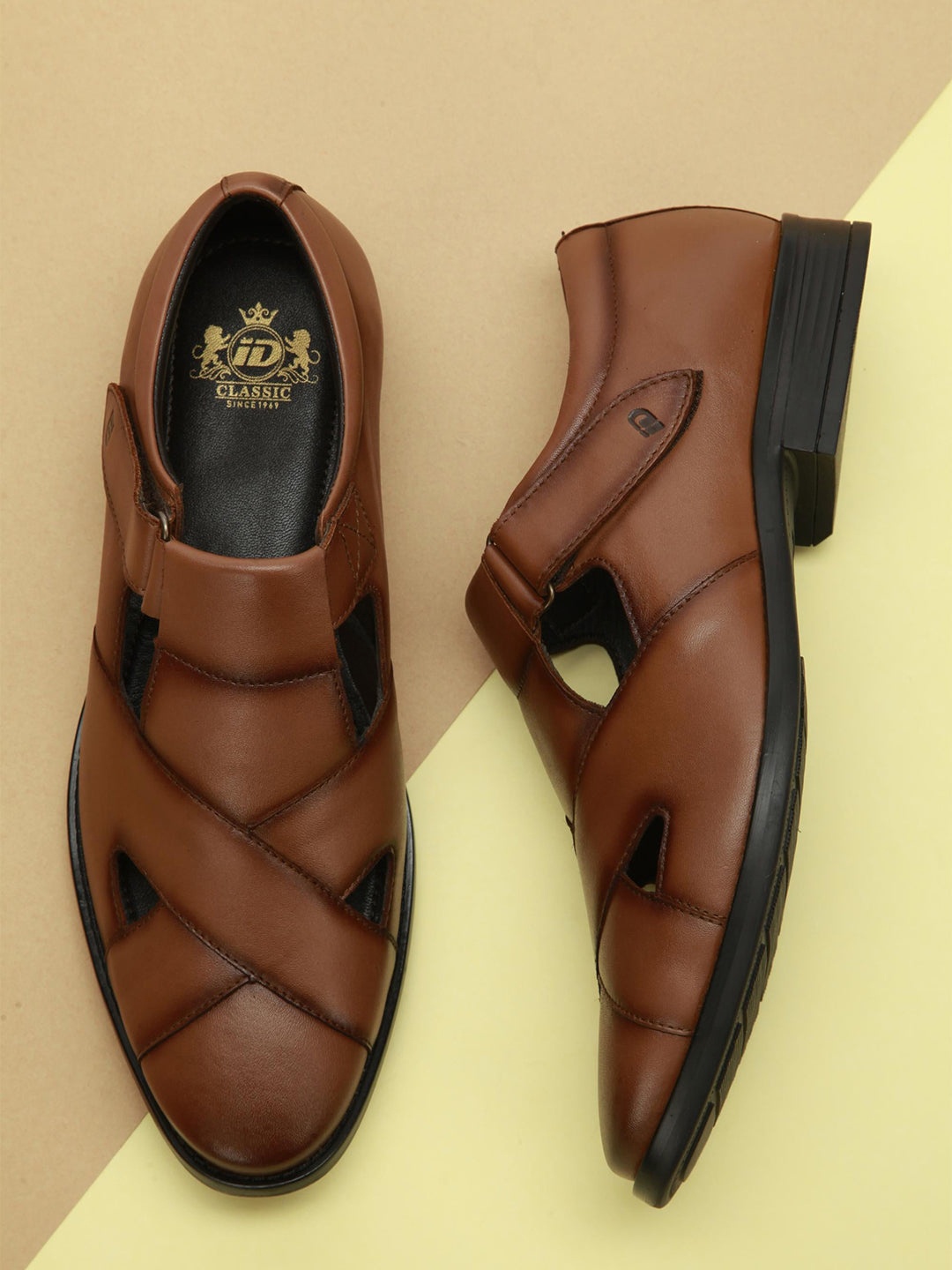 

ID Men Leather Comfort Sandals, Tan