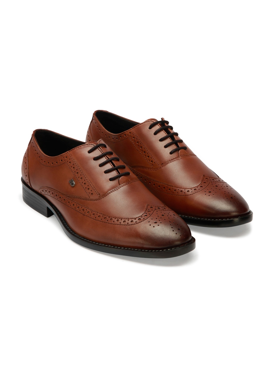

ID Men Tan Brown Textured Leather Formal Derbys Shoes