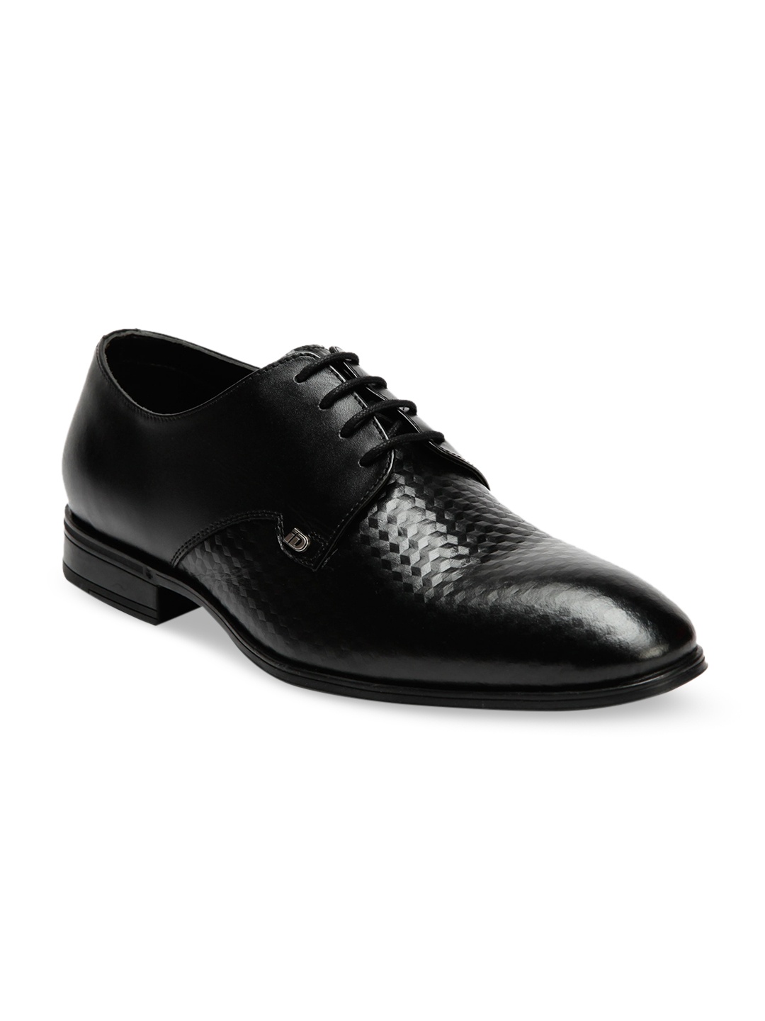 

ID Men Black Textured Leather Formal Derbys