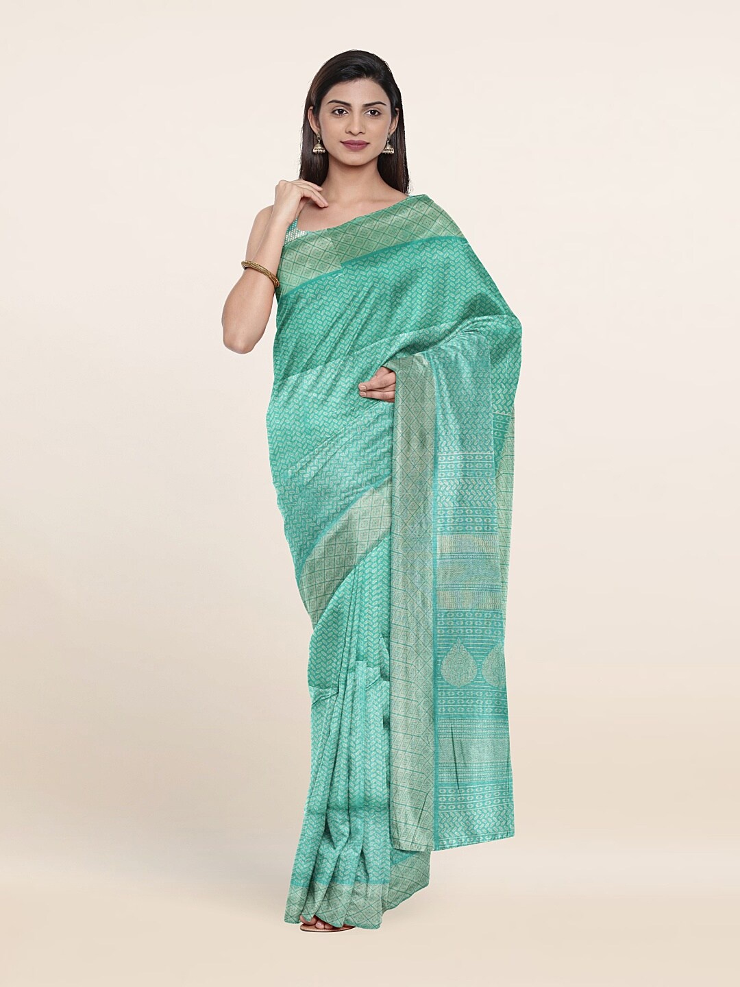 

Pothys Blue Ethnic Motifs Saree