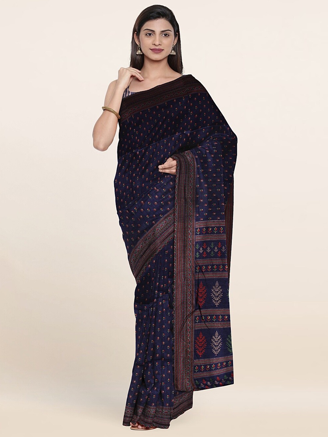 

Pothys Blue & Green Floral Printed Saree