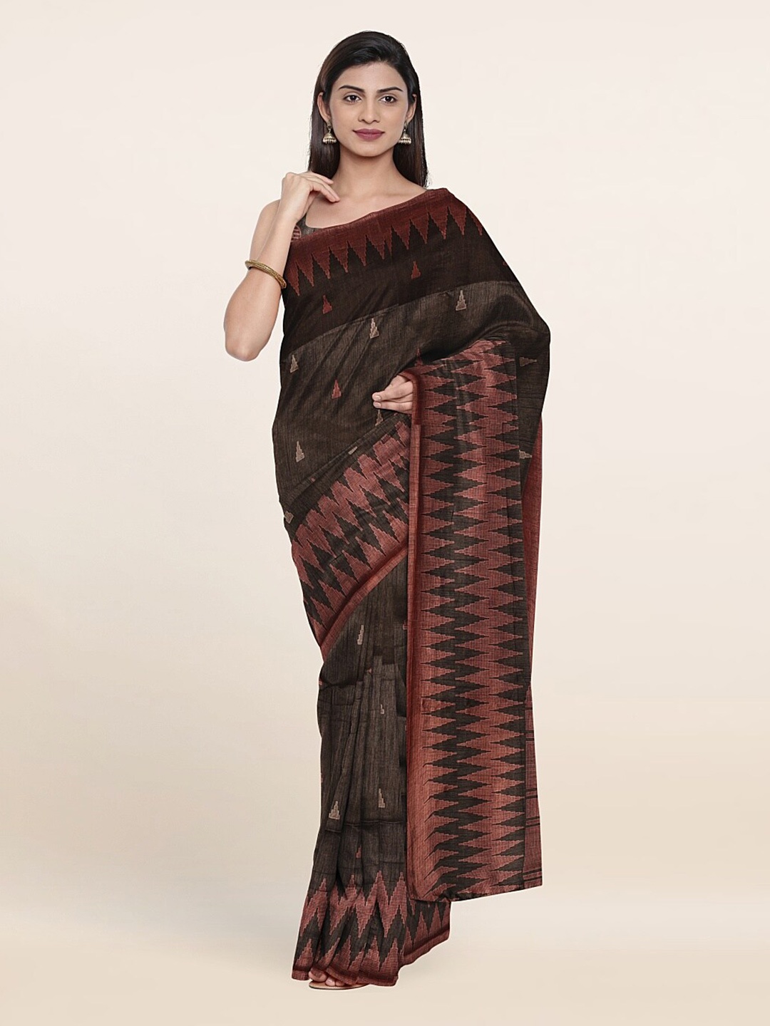 

Pothys Grey & Copper-Toned Printed Saree