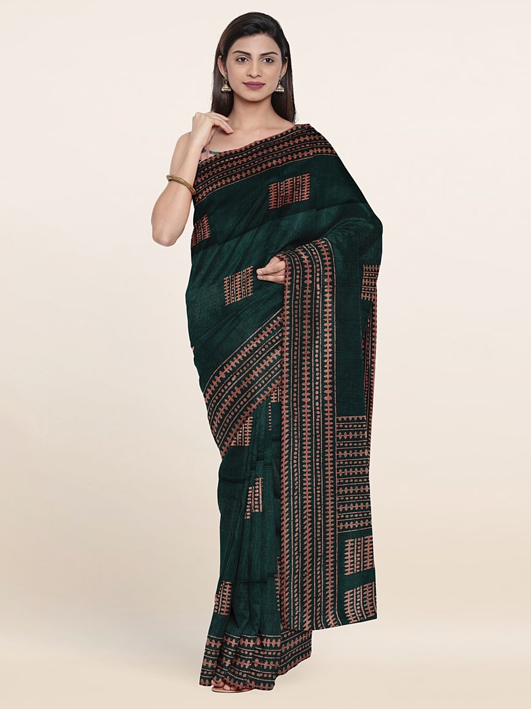 

Pothys Green Checked Zari Saree