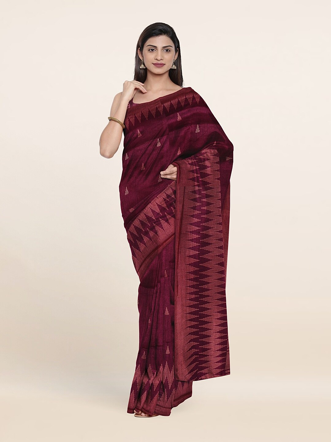 

Pothys Purple Printed Cotton Blend Saree