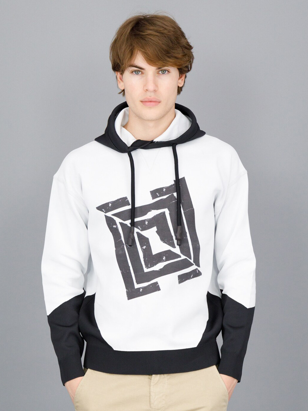 

FREESOUL Men White Printed Hooded Sweatshirt