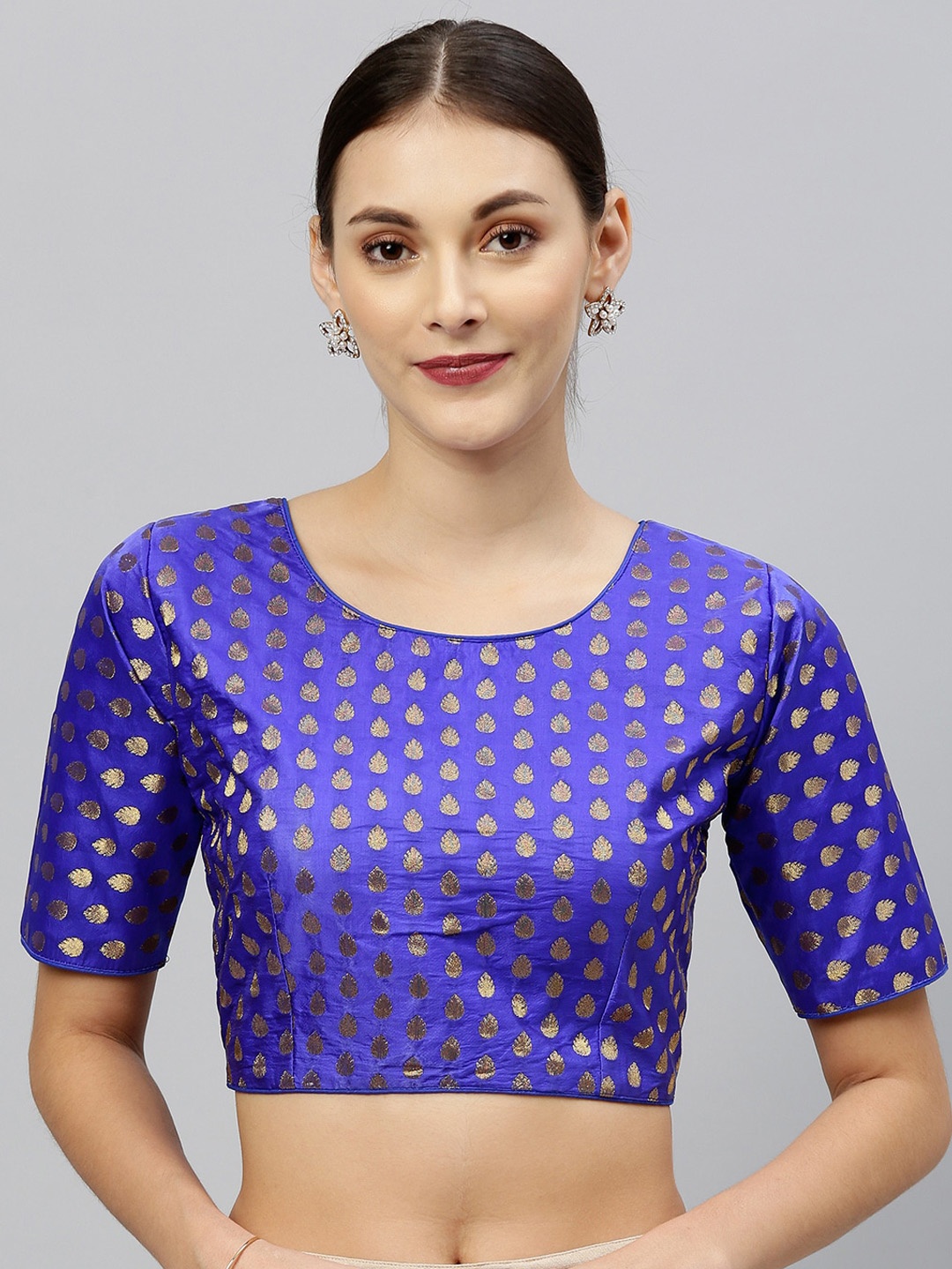 

Fab Viva Blue Woven Design Saree Blouse